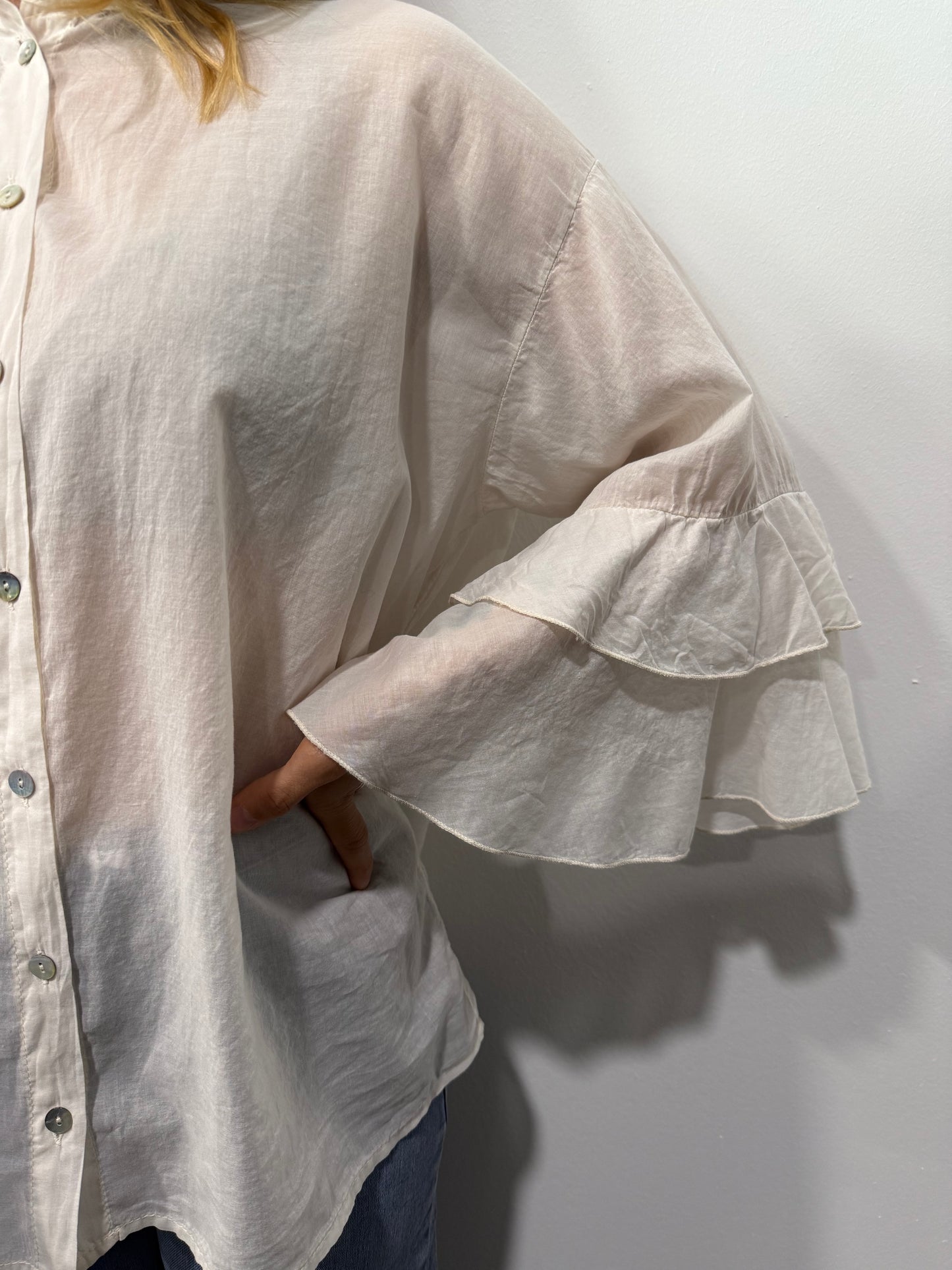 Camicia Leggera Maniche Rouches