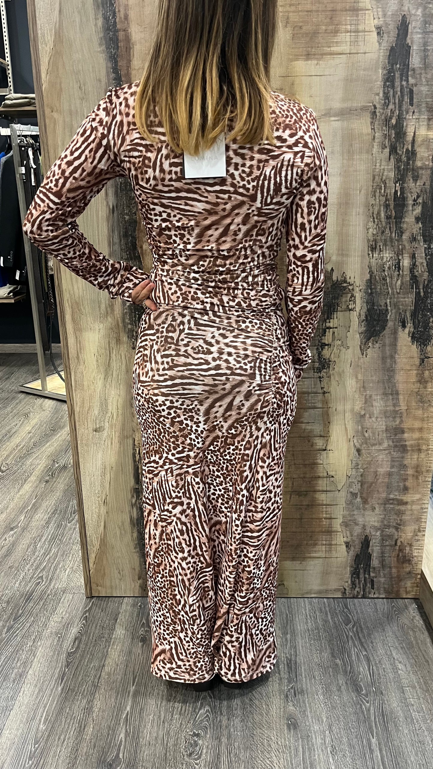 Abito Elasticizzato Animalier Lumina