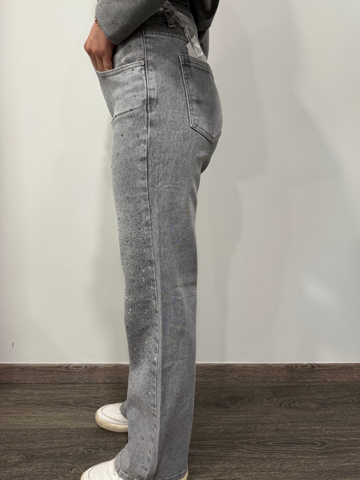 Jeans Grigio Chiaro Strass