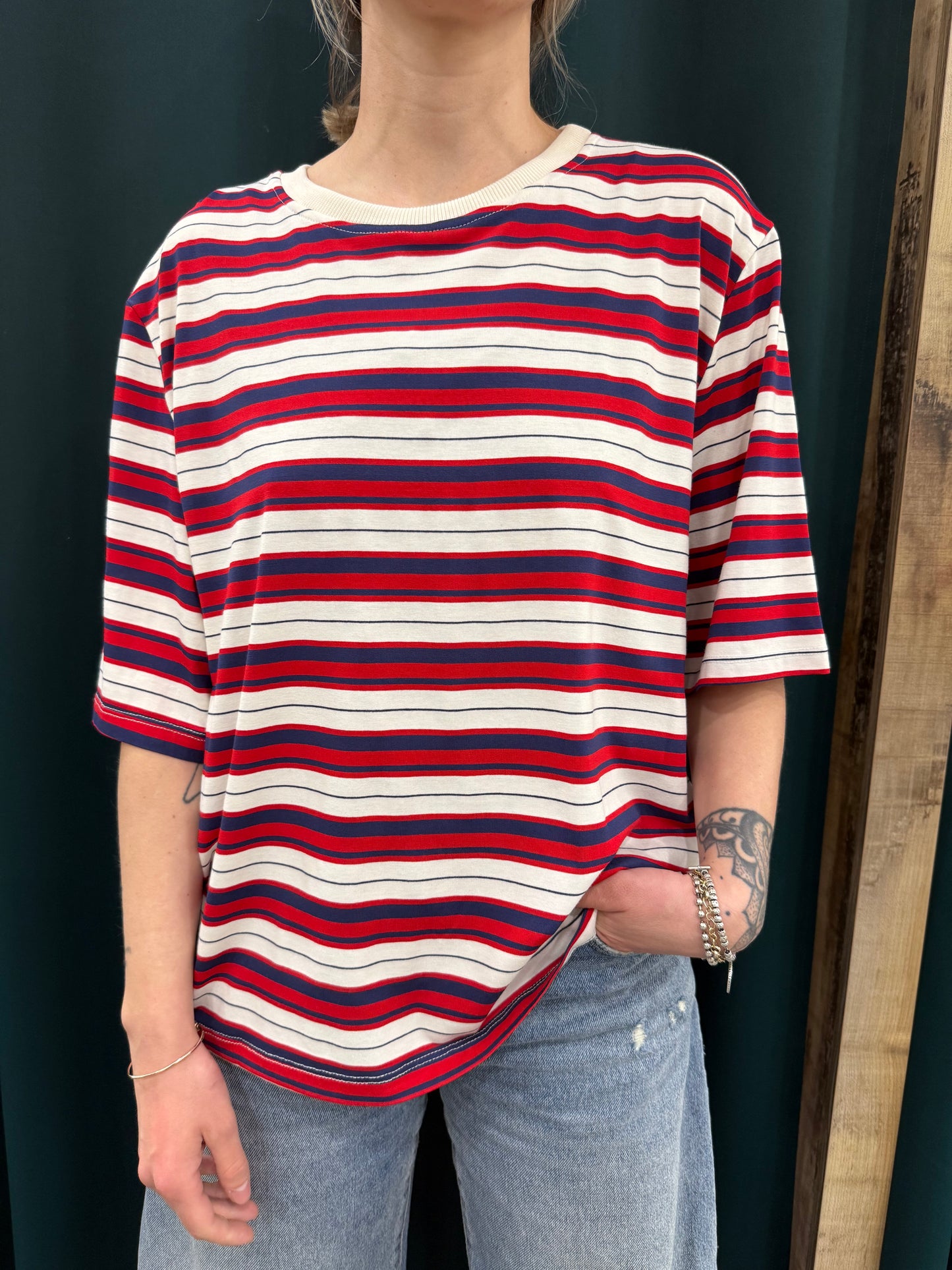 T-shirt righe Kontatto Rosso Blu