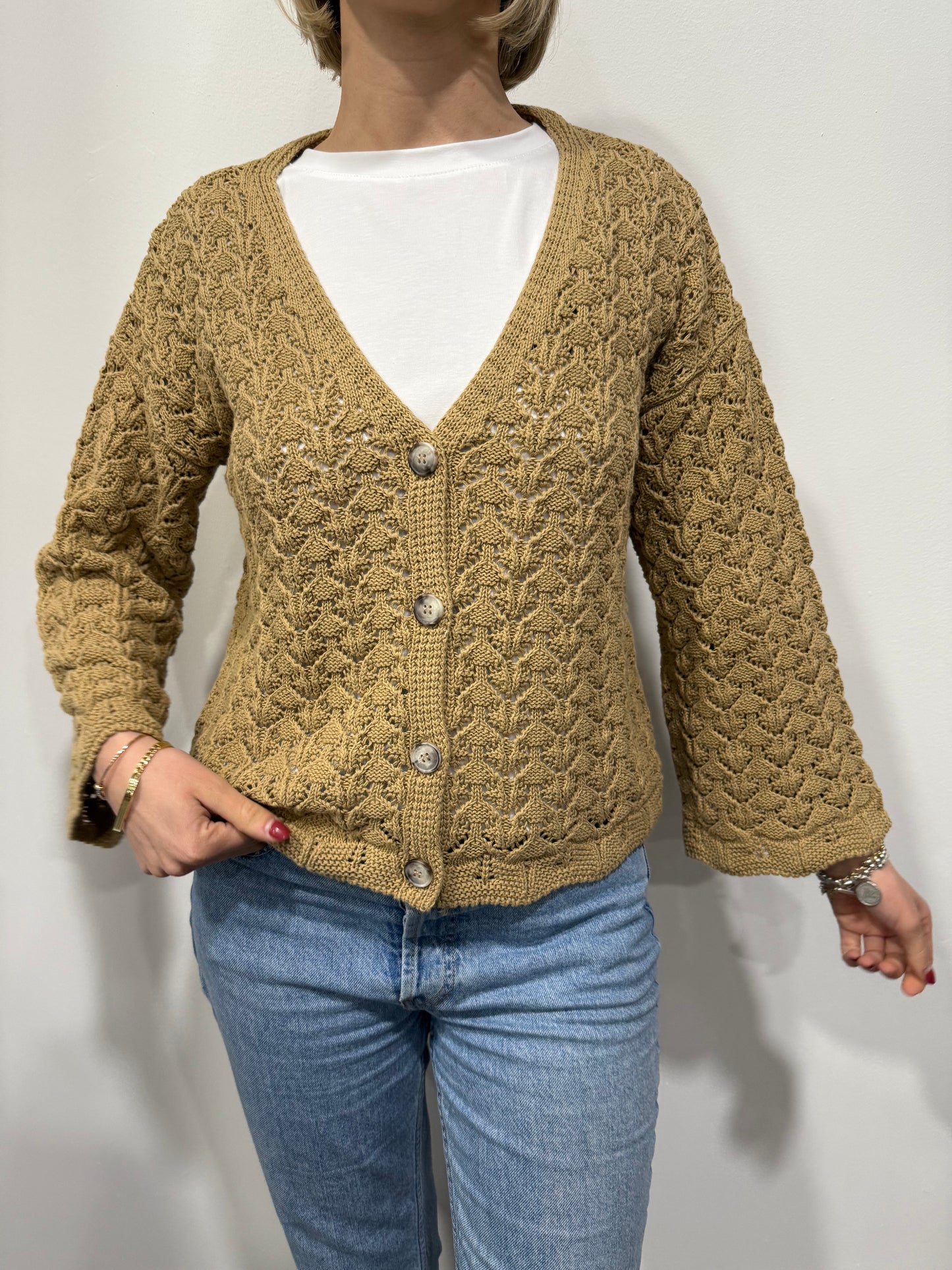Cardigan Vicolo Traforato Colore Naturale