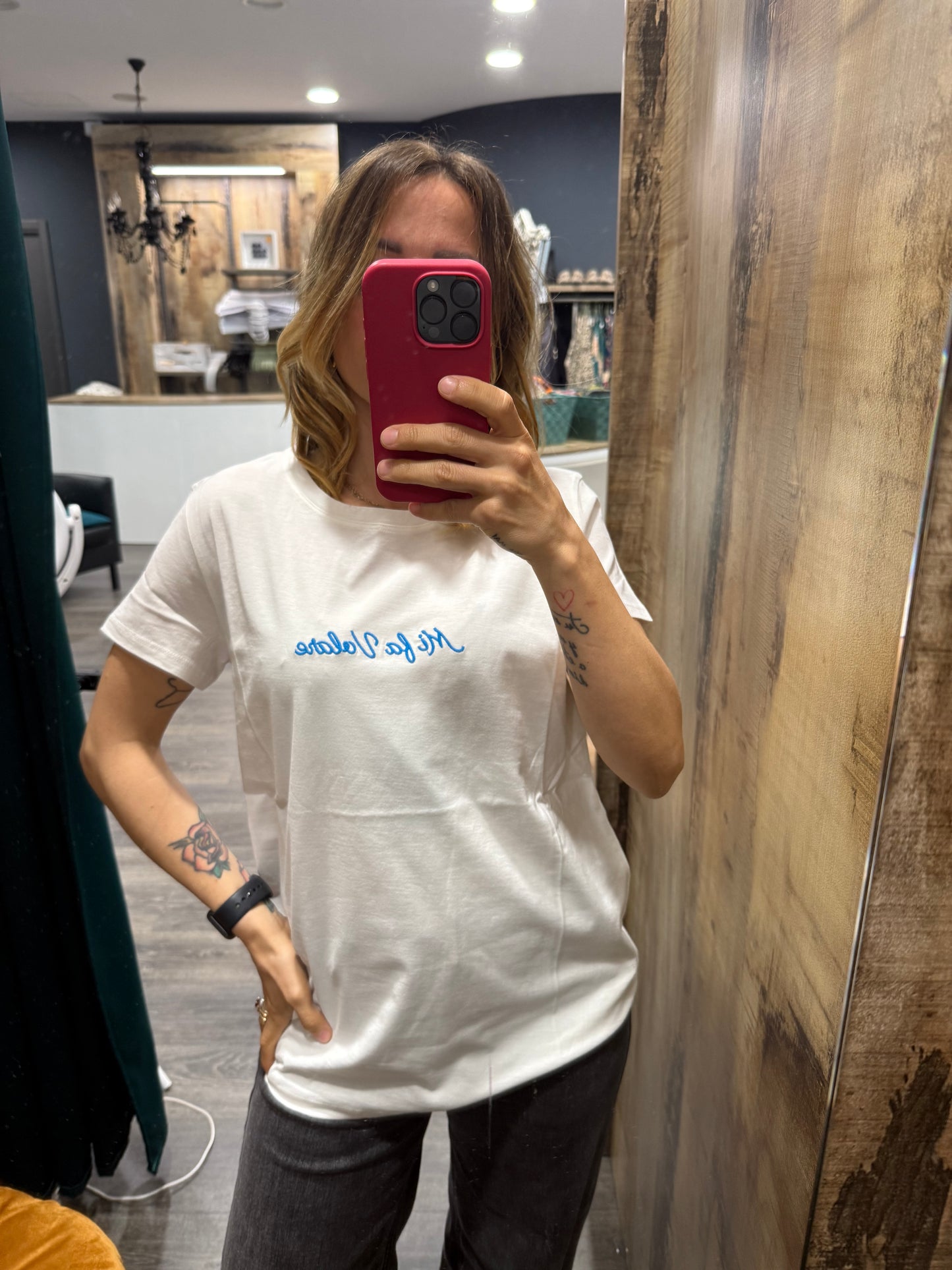 T-shirt Vicolo Scritta ricamata “mi fa volare”