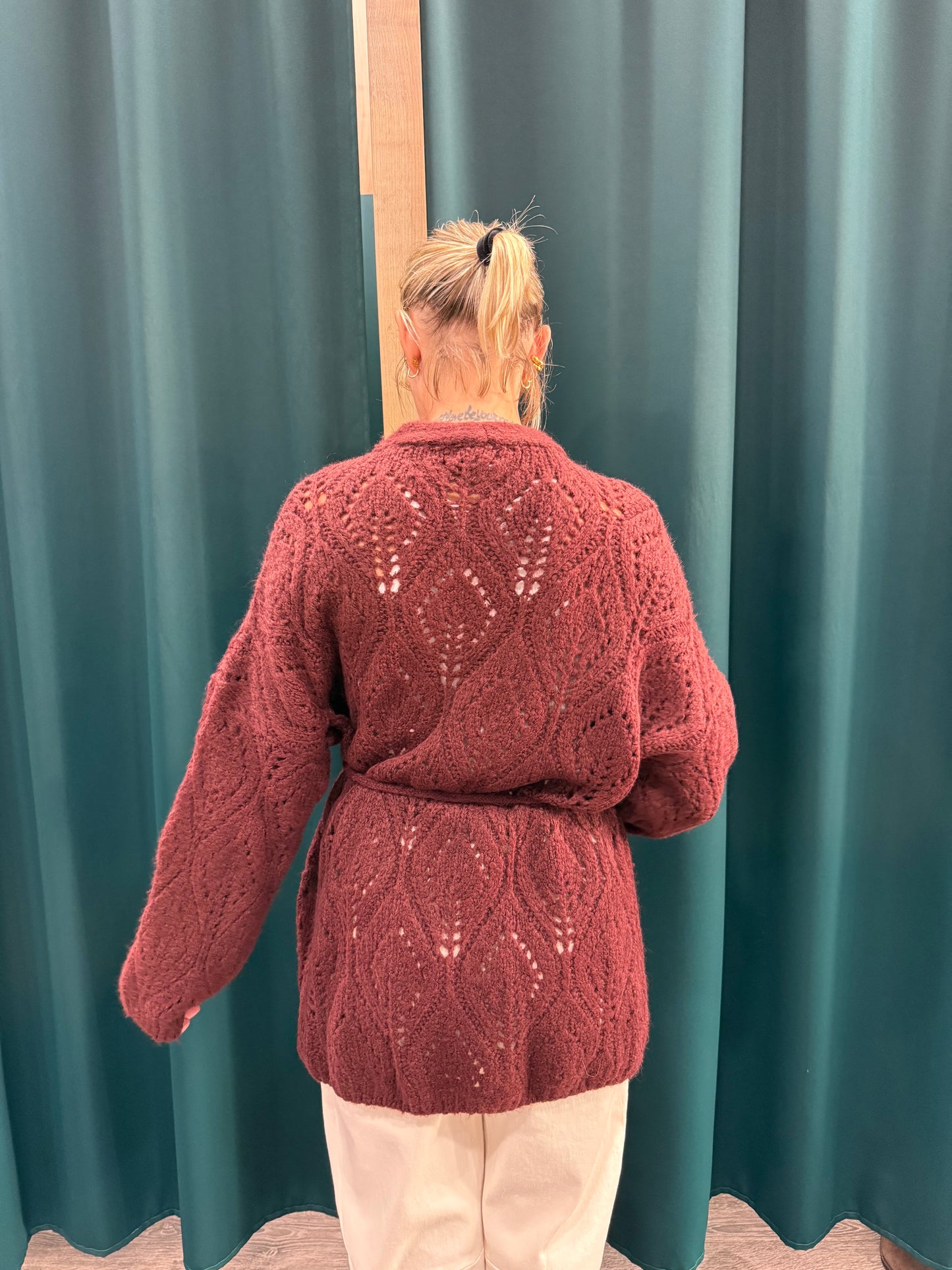 Cardigan Traforato Bordeaux