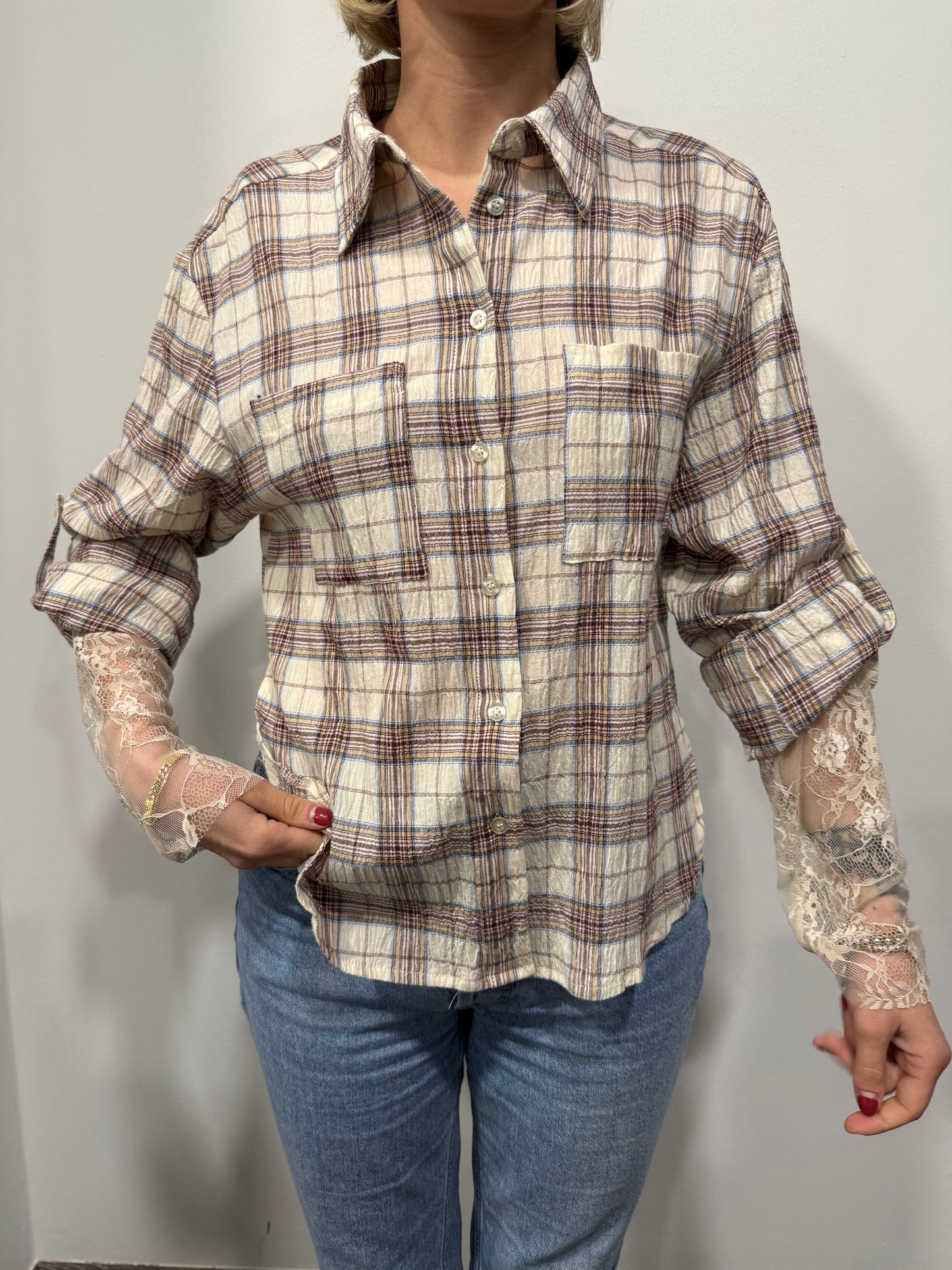Camicia Country Kontatto con Maniche Pizzo