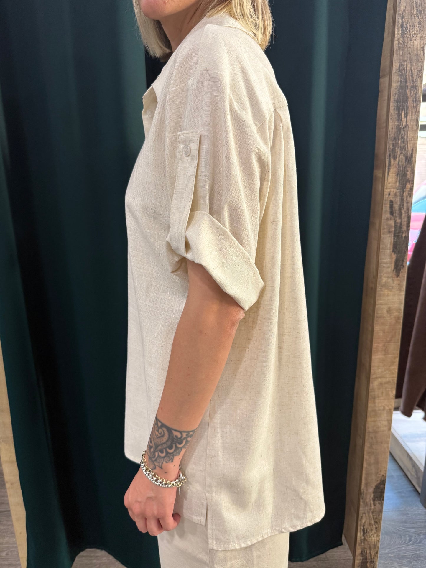Camicia Over Viscosa Lino