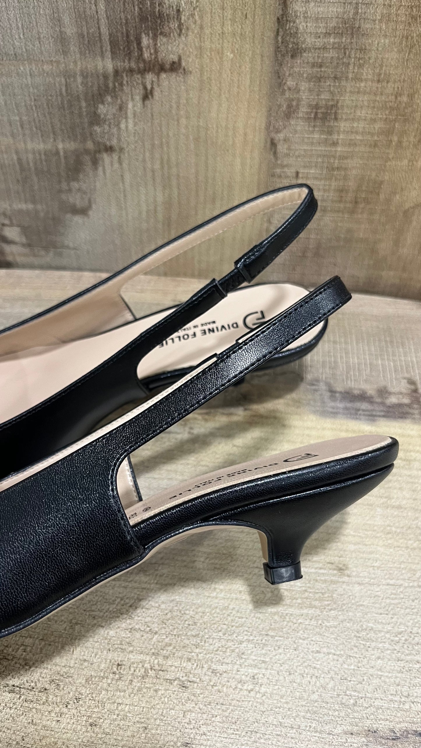 Ballerina Slingback Nero Pelle