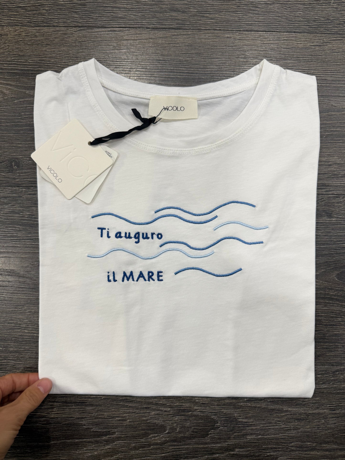 T-shirt Vicolo scritta Ricamo “ti auguro il mare”