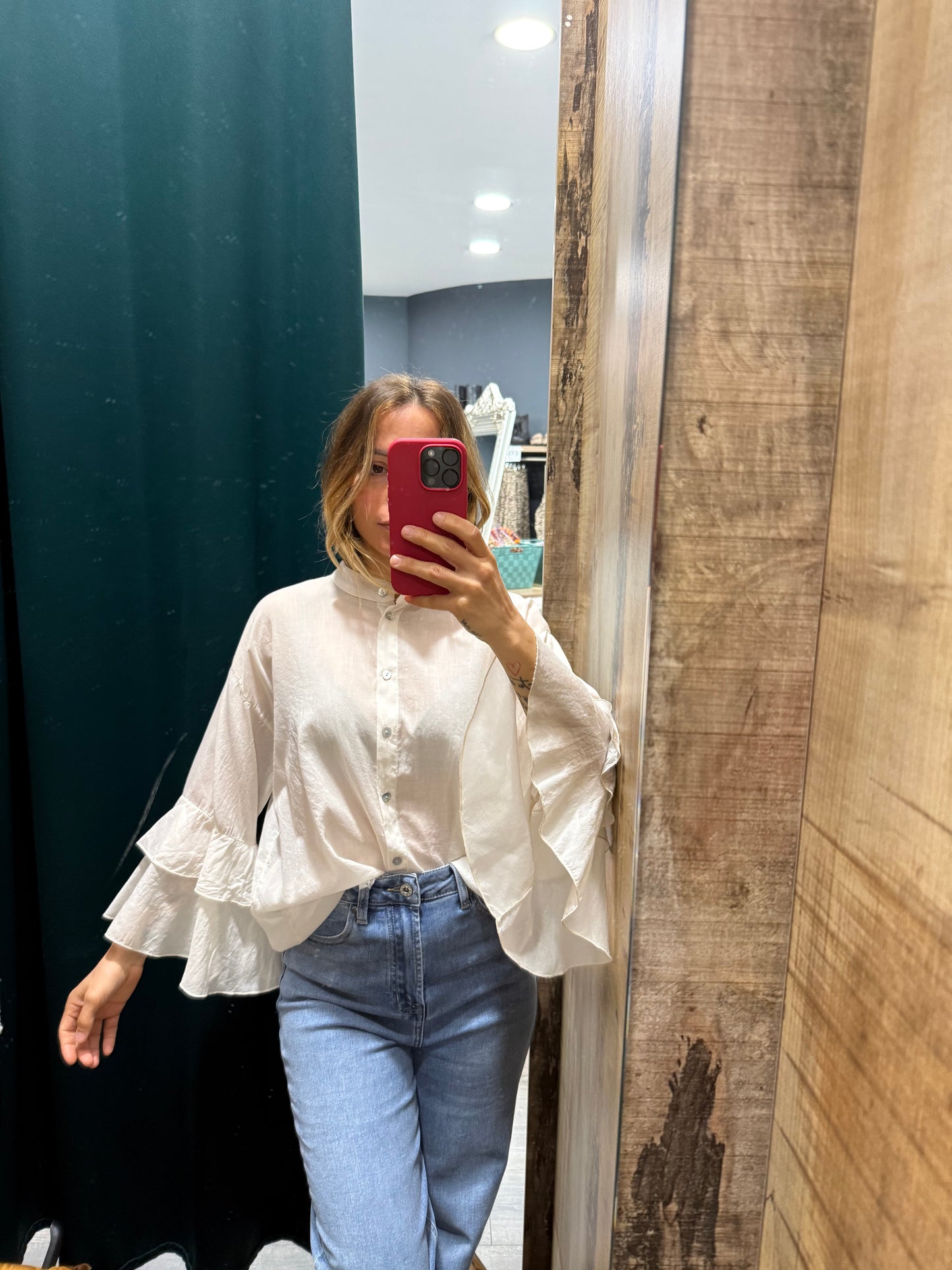 Camicia Leggera Maniche Rouches