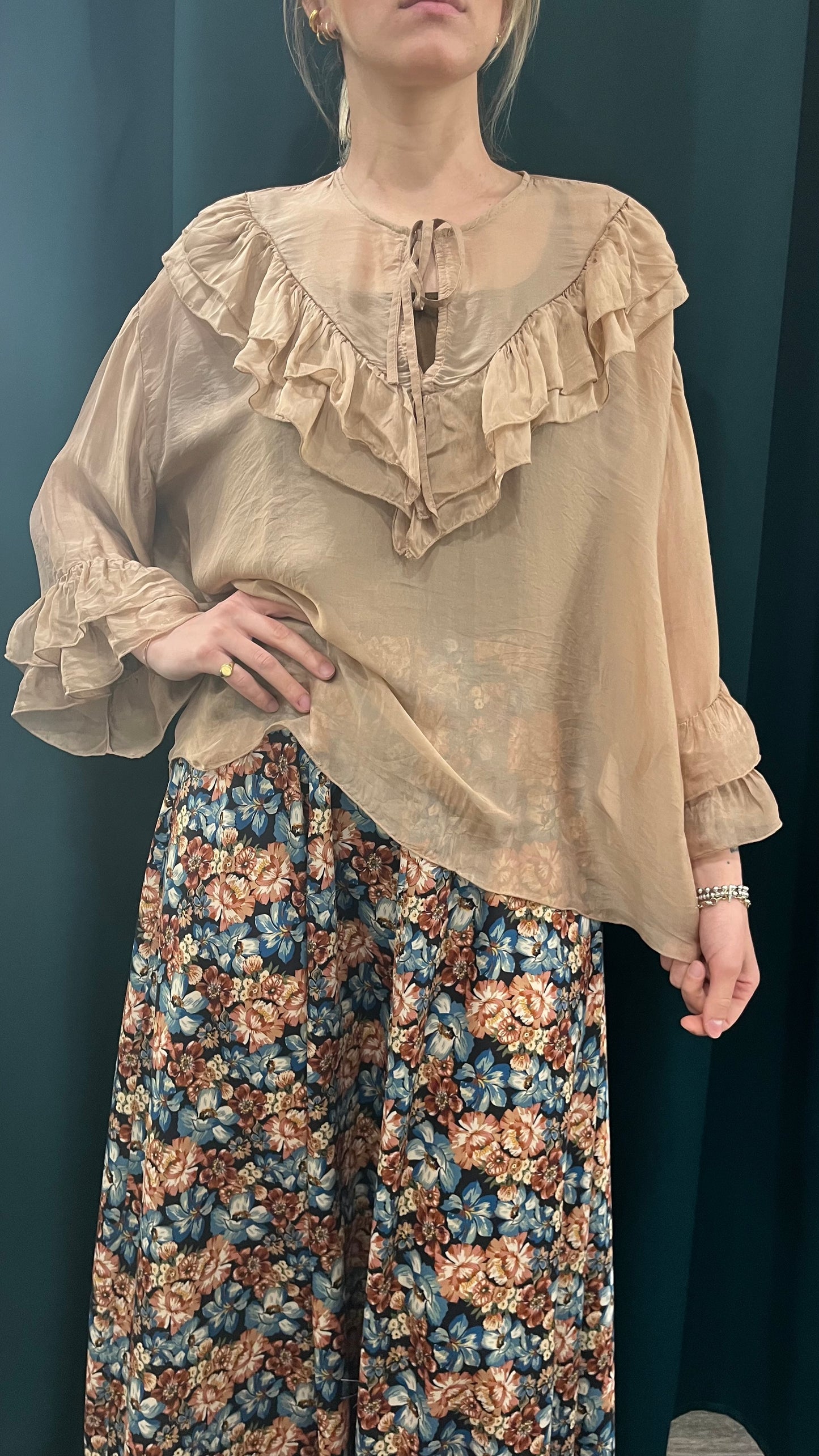 Camicia Rouches Viscosa e Seta