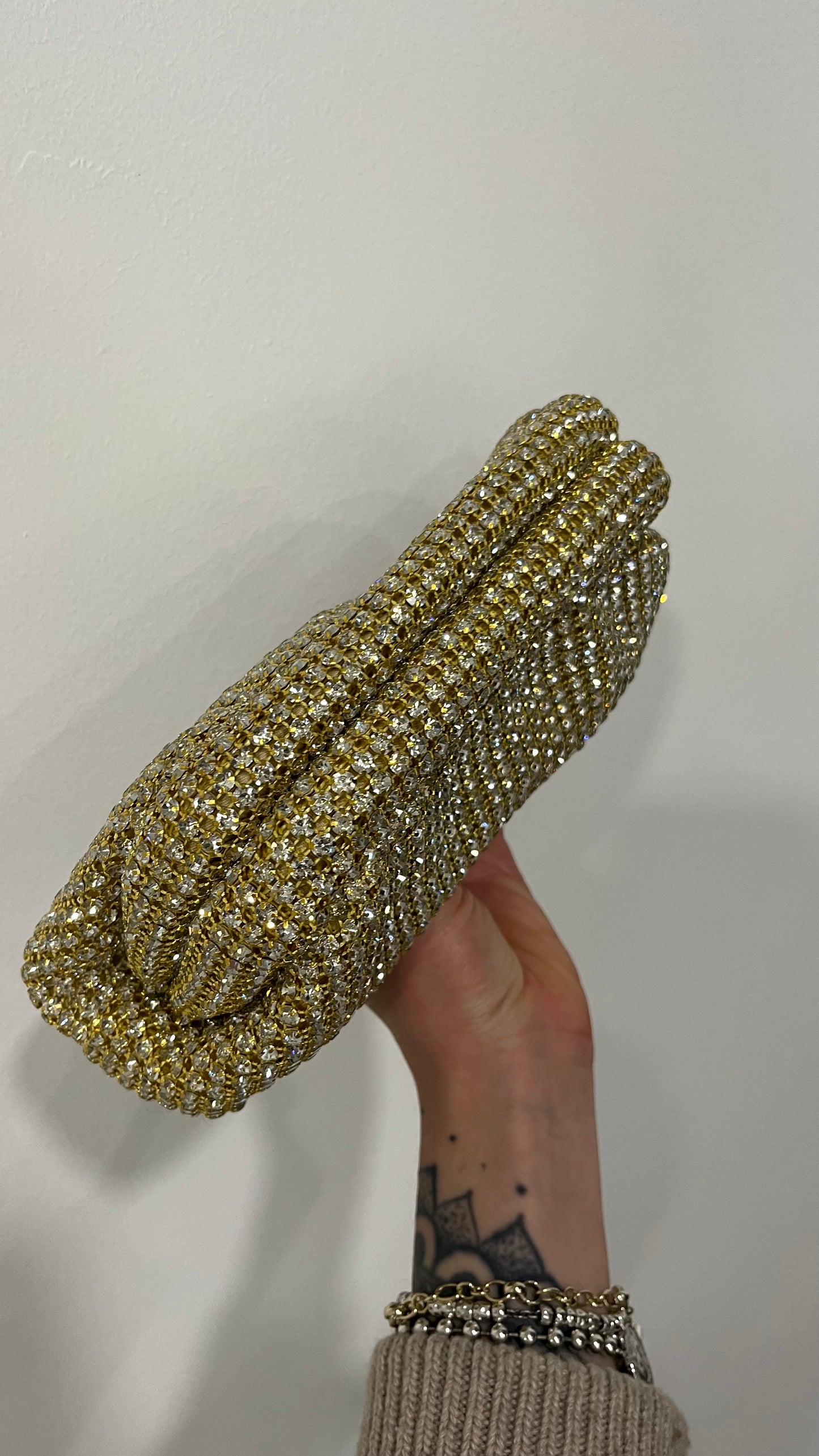 Borsa Gioiello Colore Oro con Strass