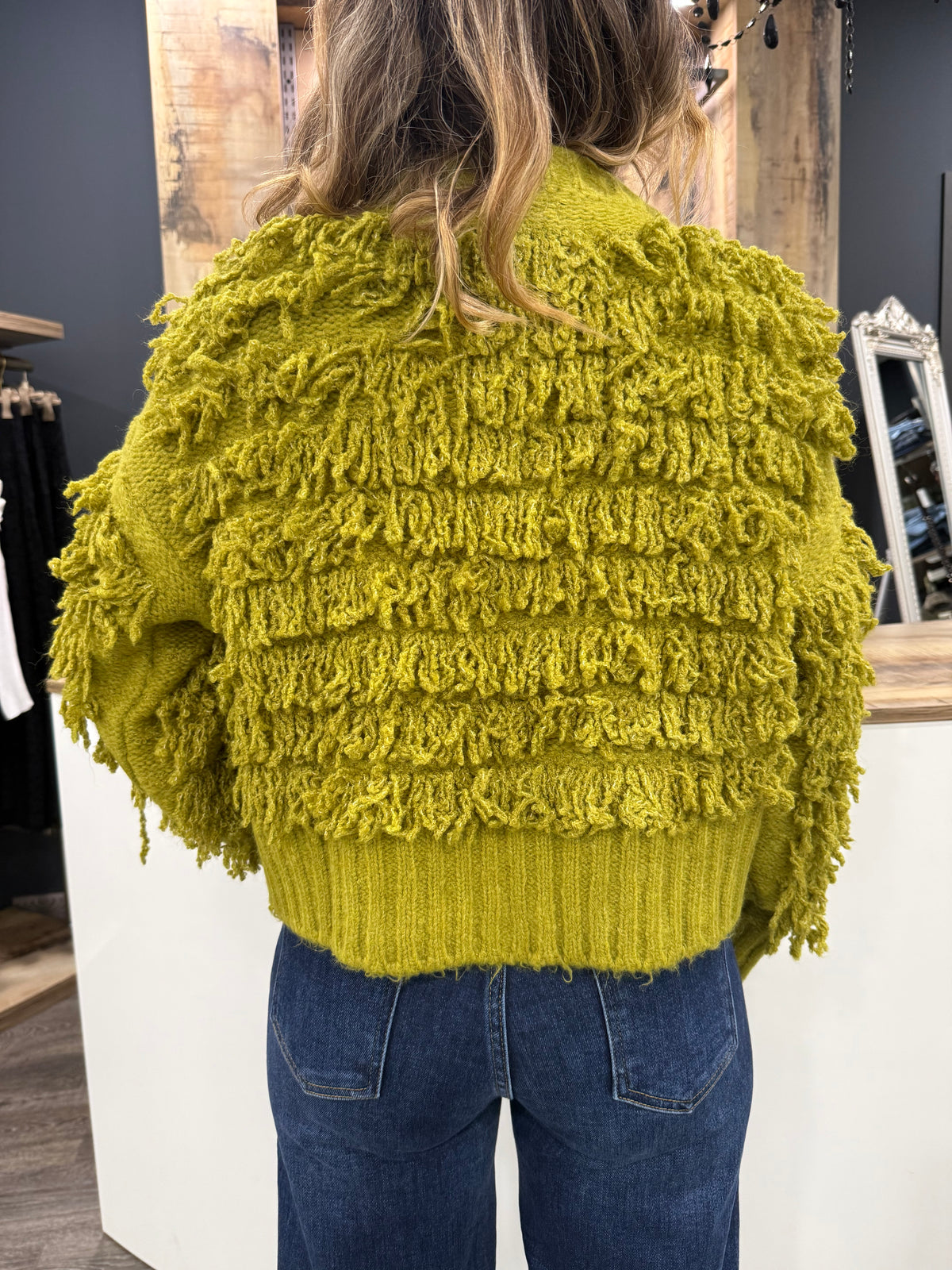 Cardigan Frange Lime Duda