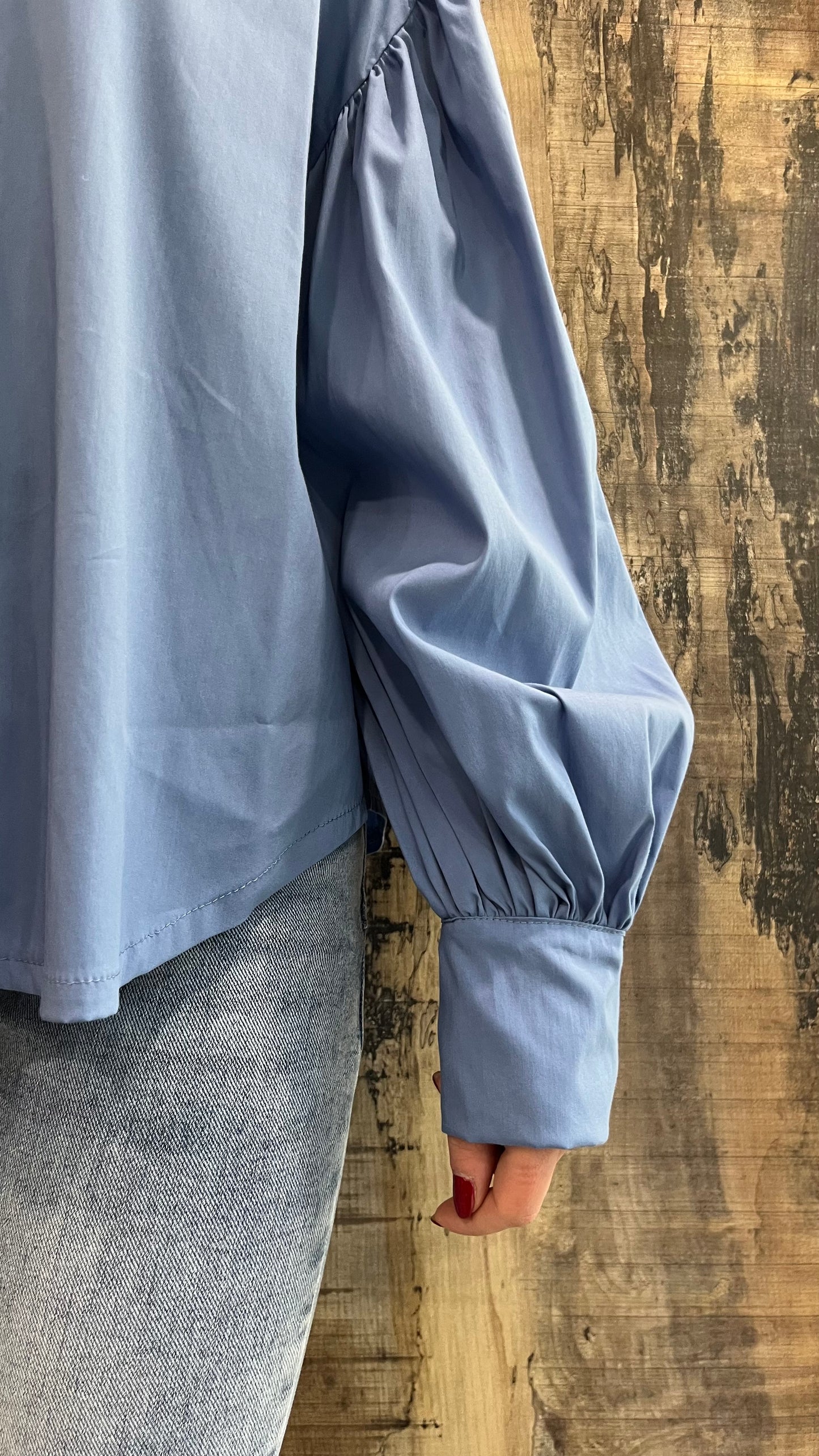 Camicia Azzurra Manica a Sbuffo Taglia unica