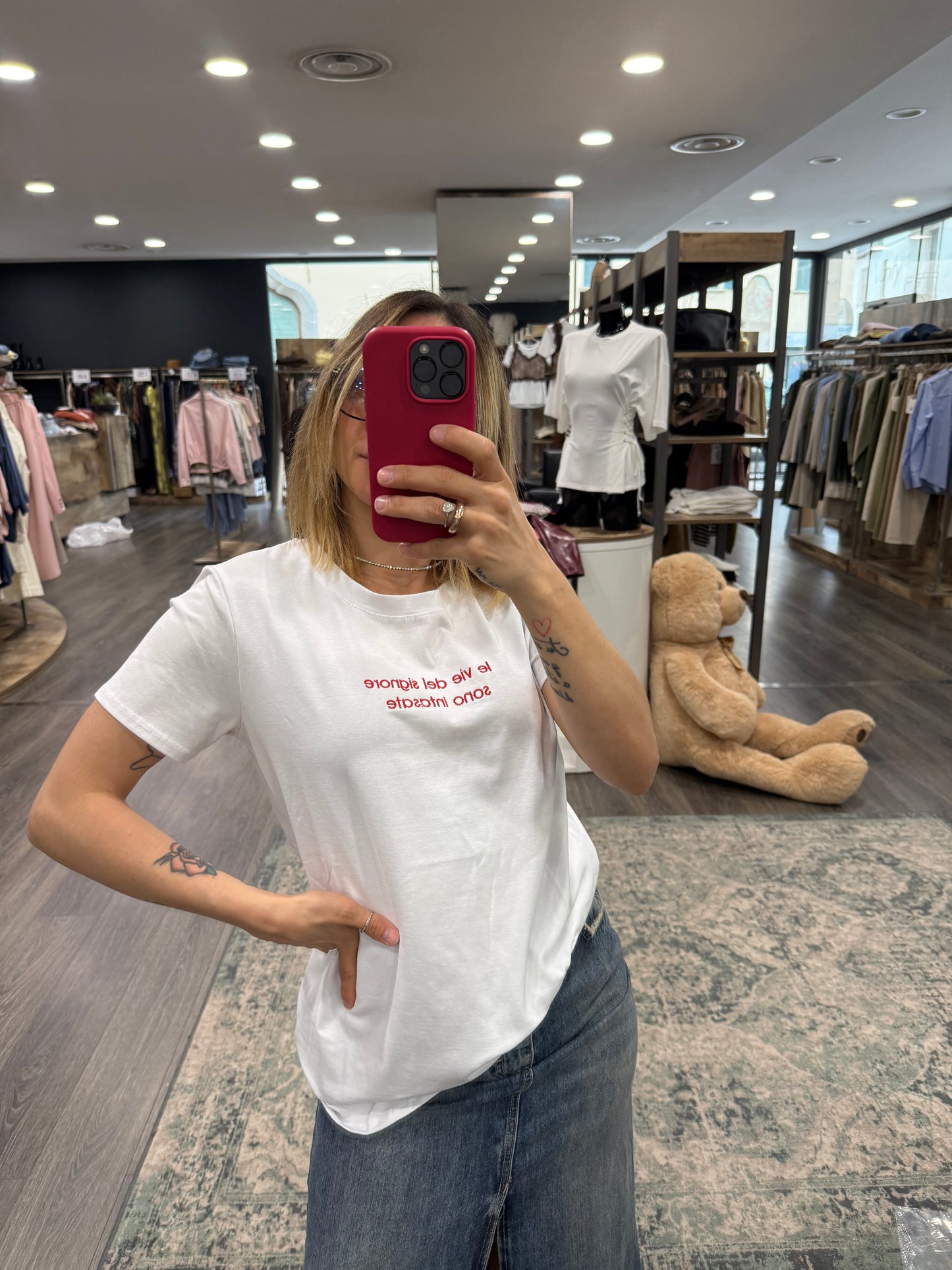 T-shirt Cotone scritta Ricamata