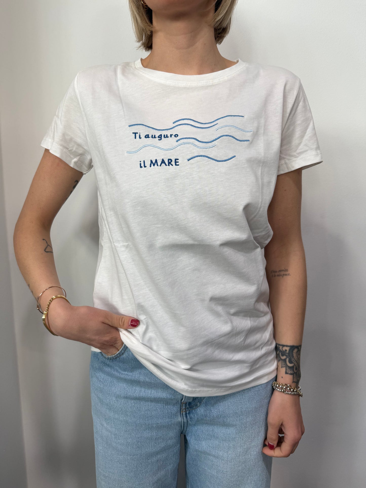 T-shirt Vicolo scritta Ricamo “ti auguro il mare”