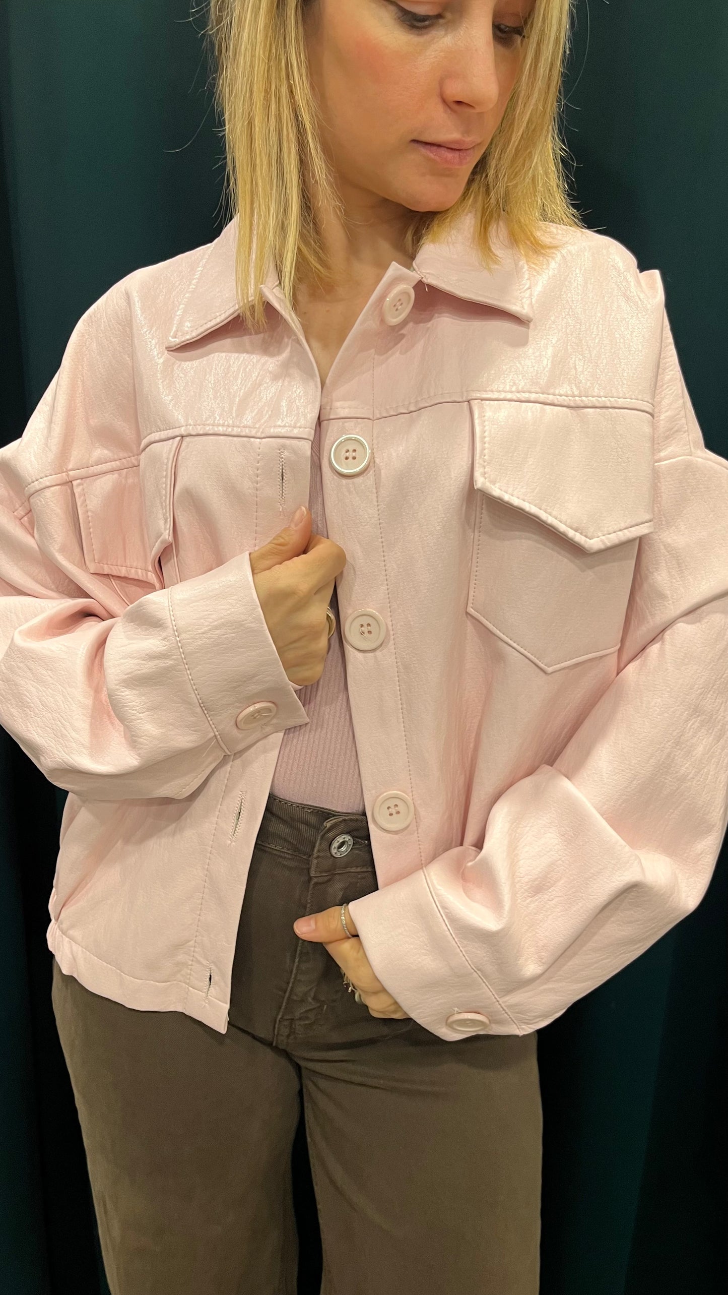 Giubbino Ecopelle Rosa Haveone