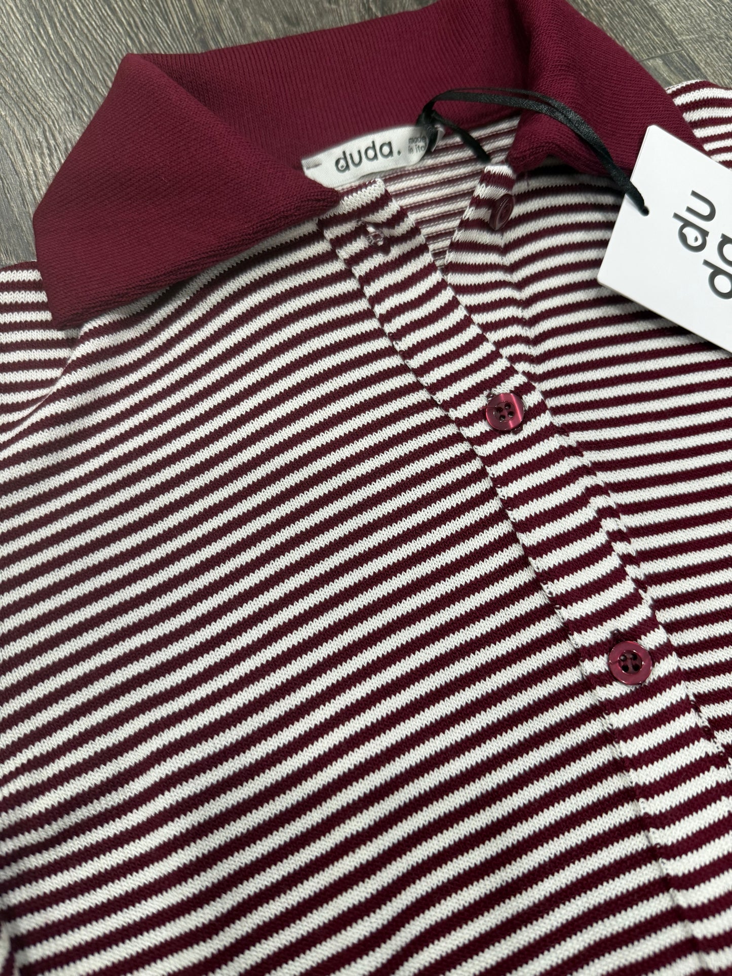 Polo In Viscosa Righe Bordeaux