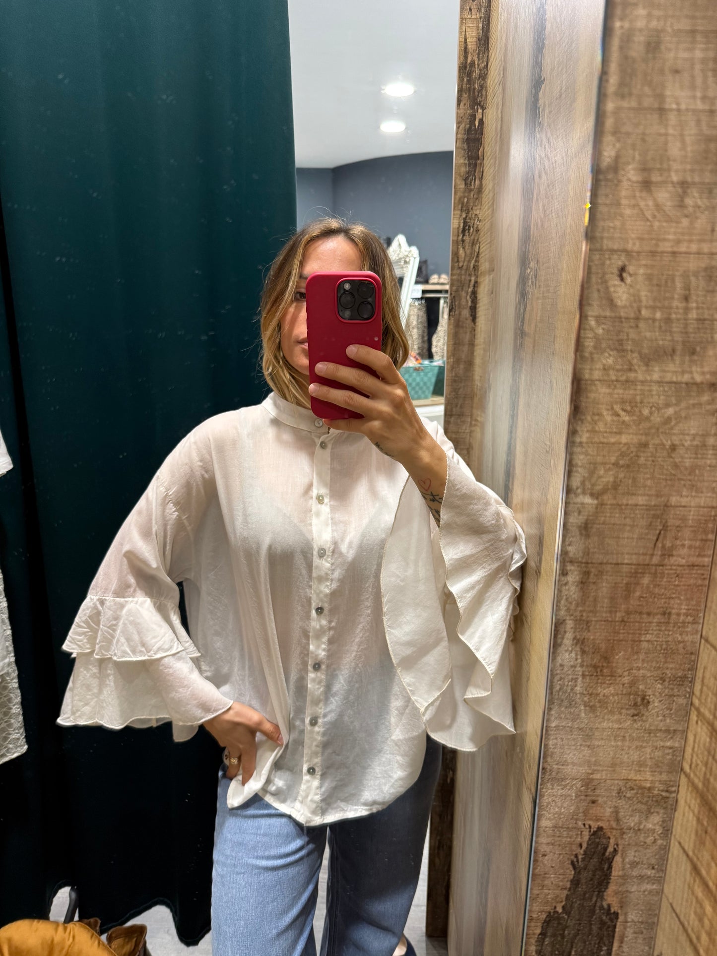 Camicia Leggera Maniche Rouches