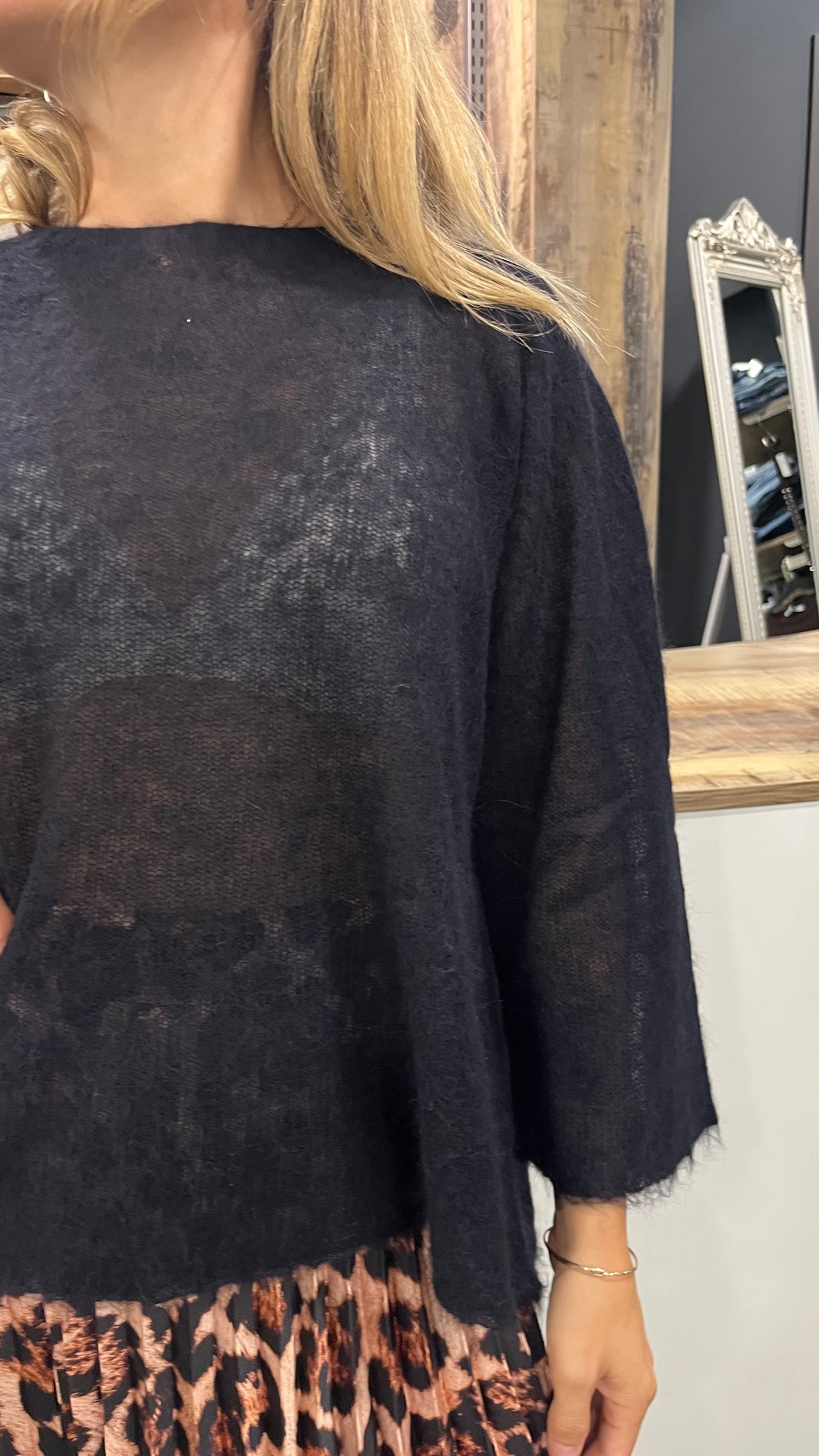 Maglione Kontatto Nero in Alpaca