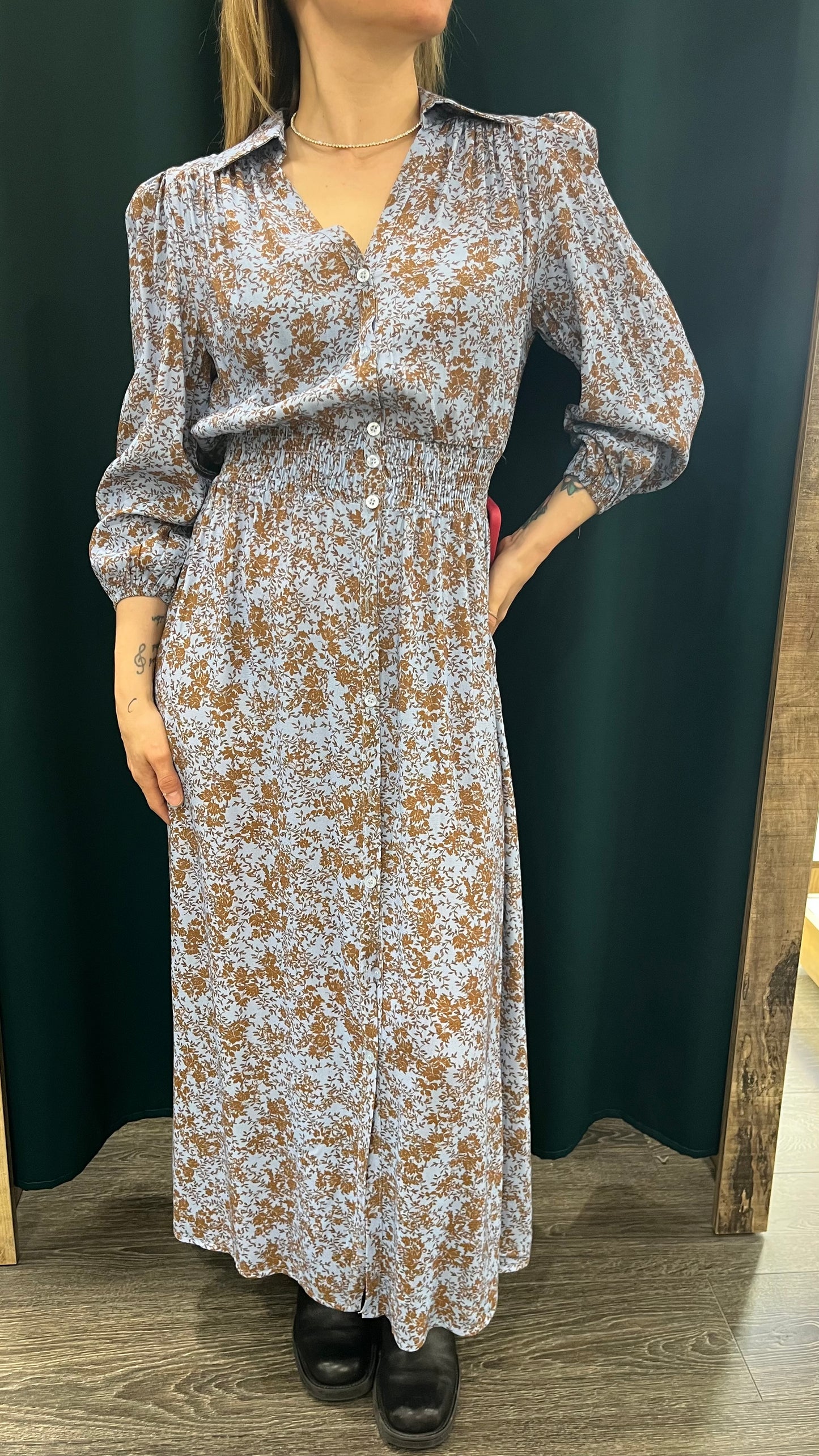 Abito Lungo Chemisier in Viscosa