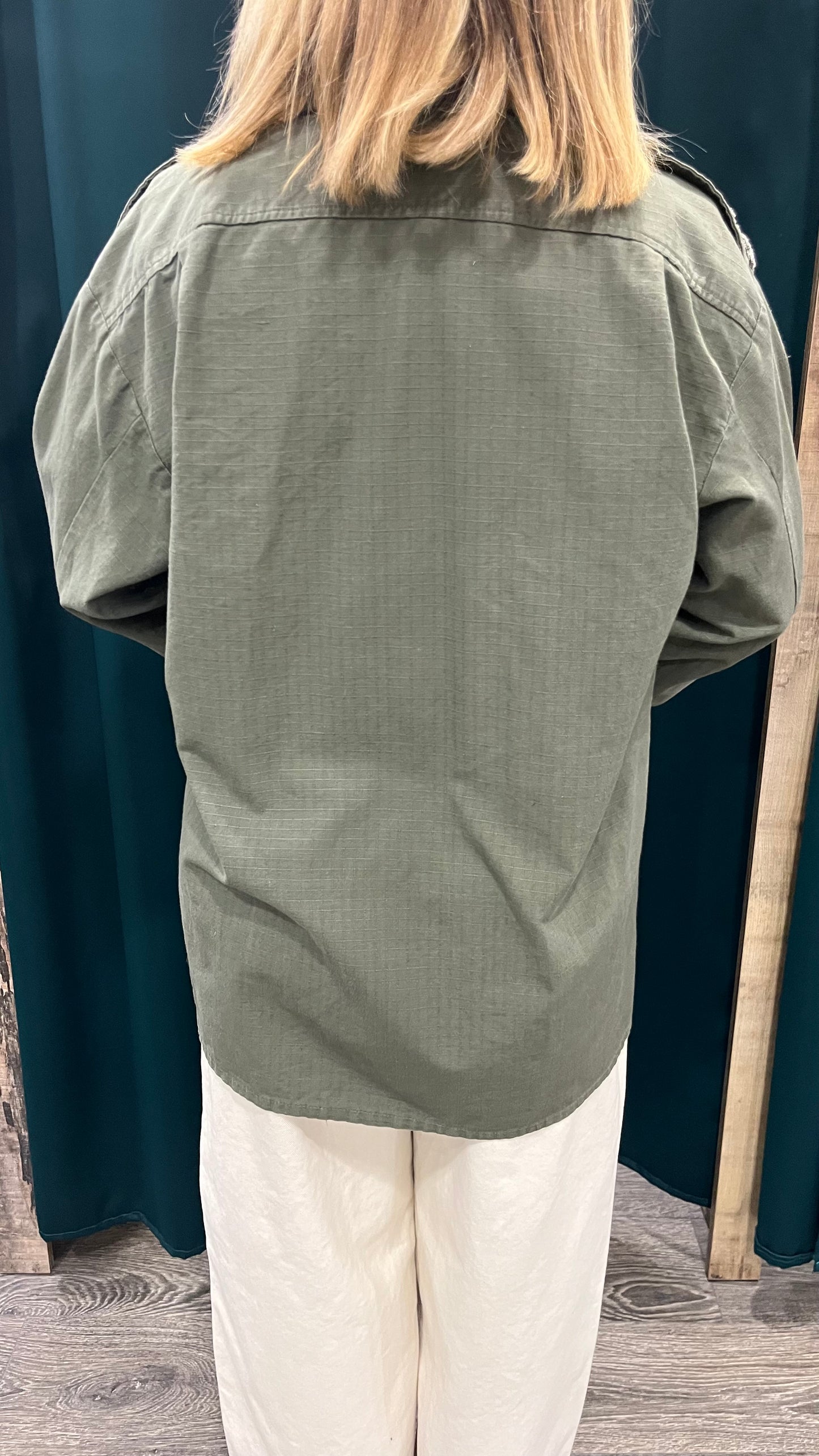 Camicia Over Strass Verde Militare