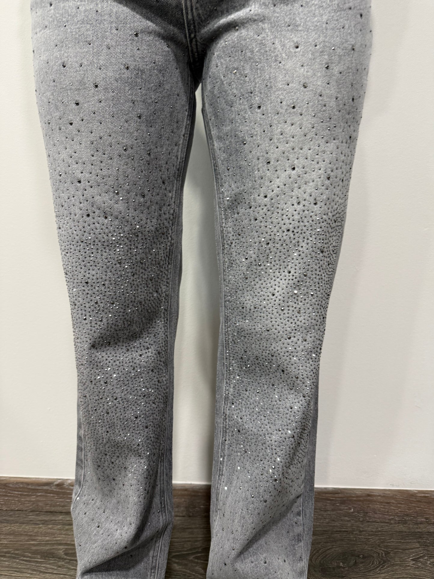 Jeans Grigio Chiaro Strass