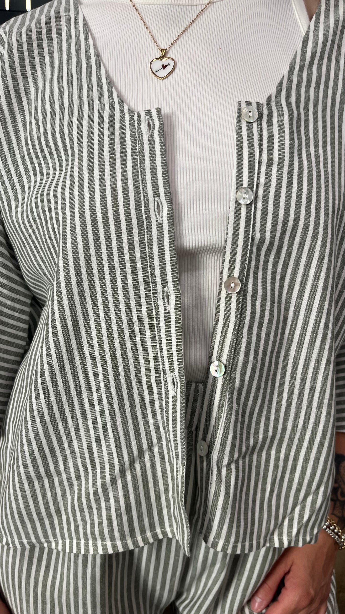 Camicia Righe Lila in Lino