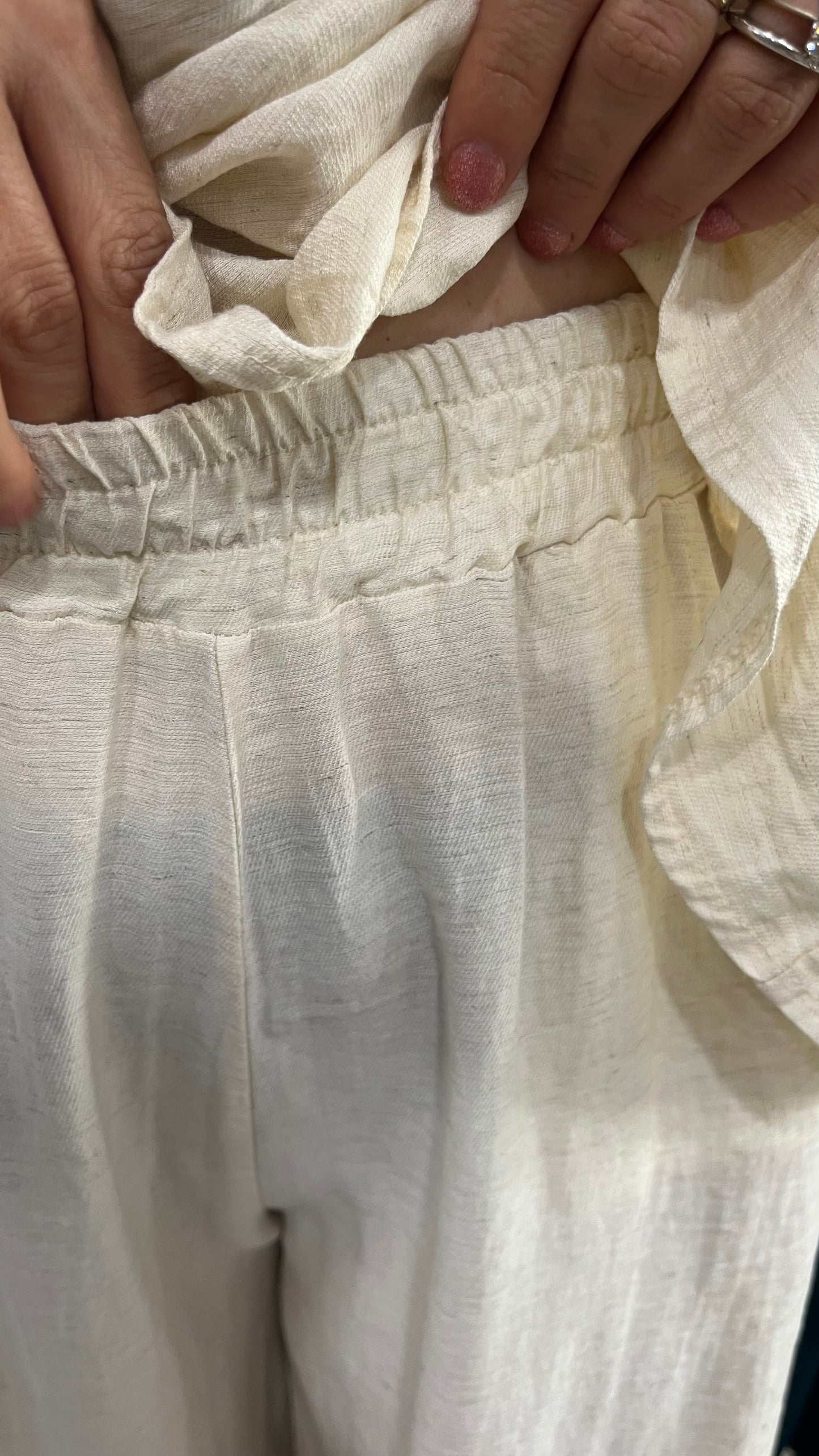 Pantalone Panna con Elastico in Vita
