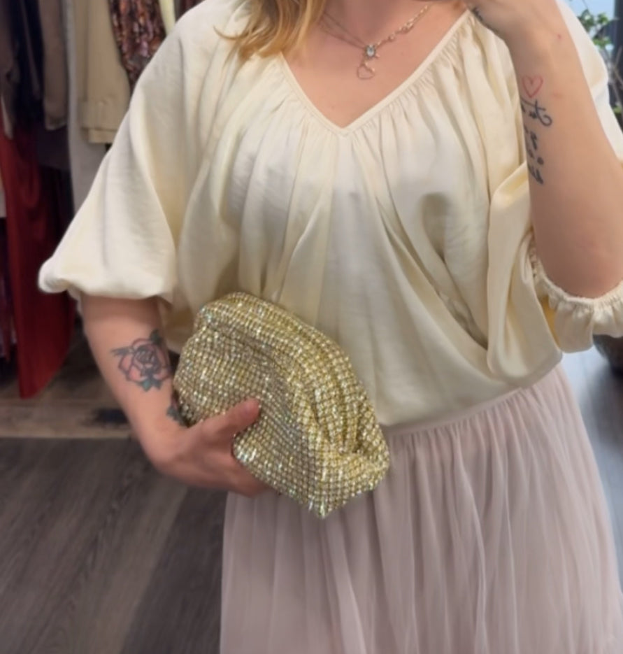 Borsa Gioiello Colore Oro con Strass