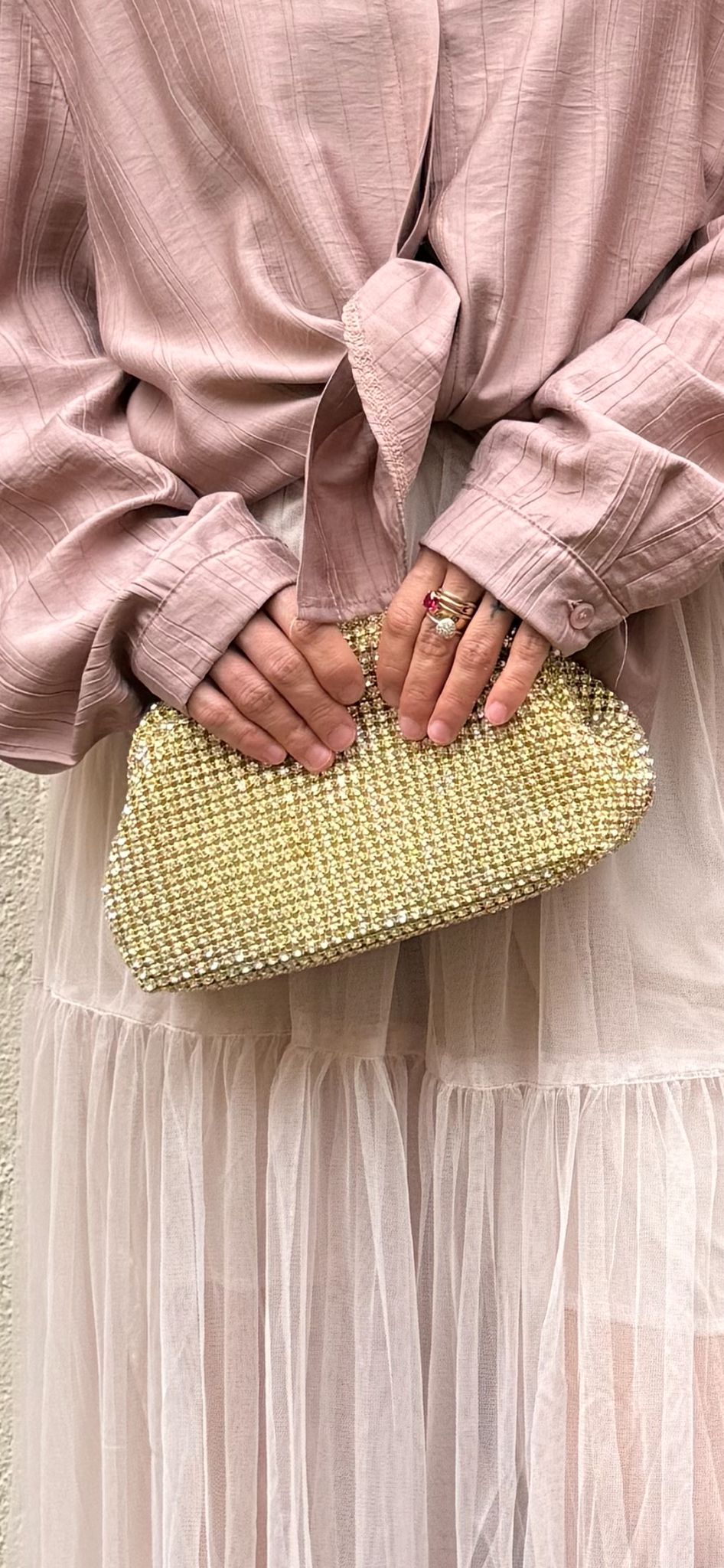 Borsa Gioiello Colore Oro con Strass