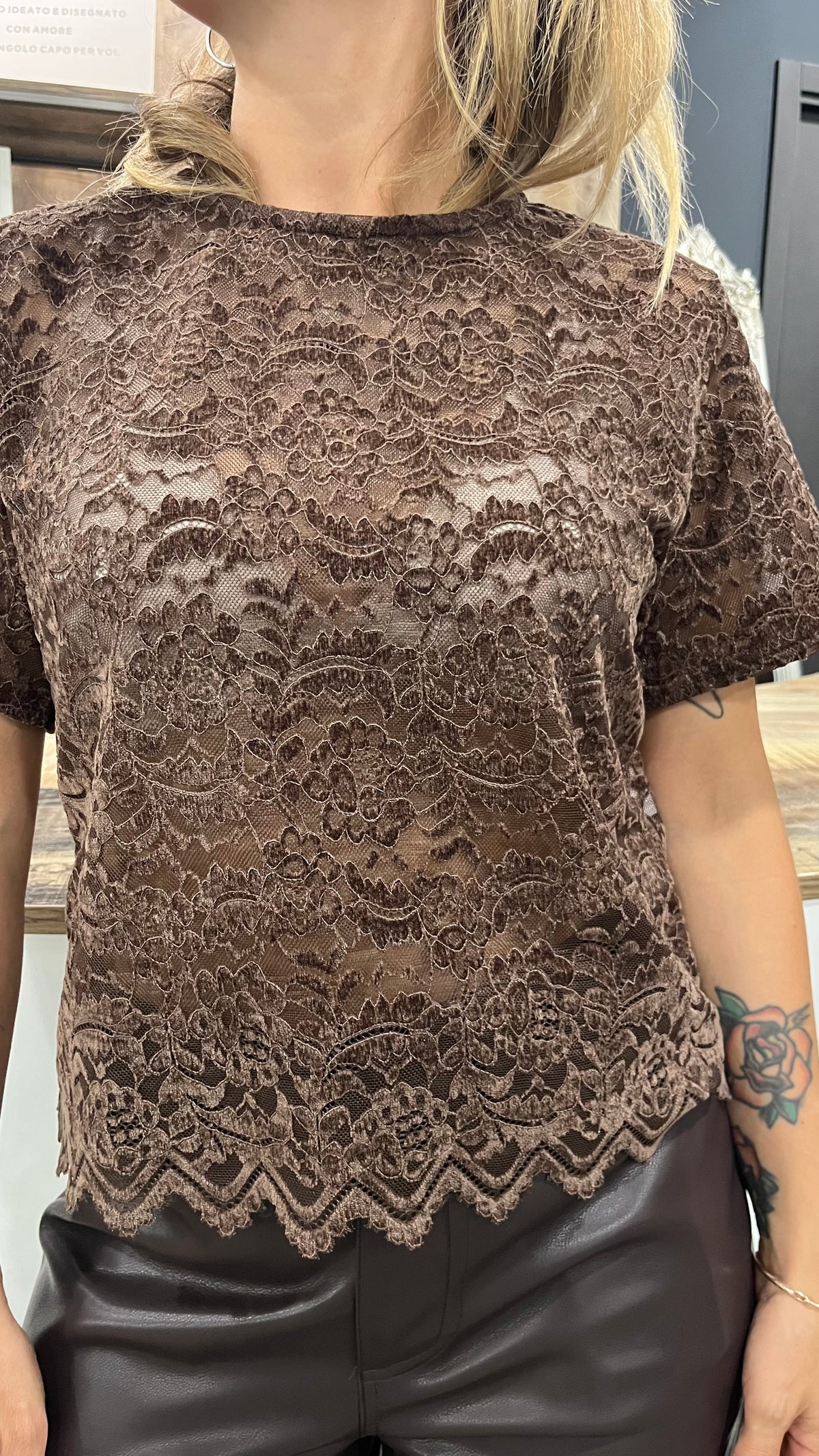 Maglia Manica Corta in Pizzo Moro