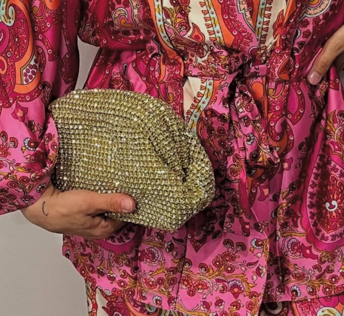 Borsa Gioiello Colore Oro con Strass