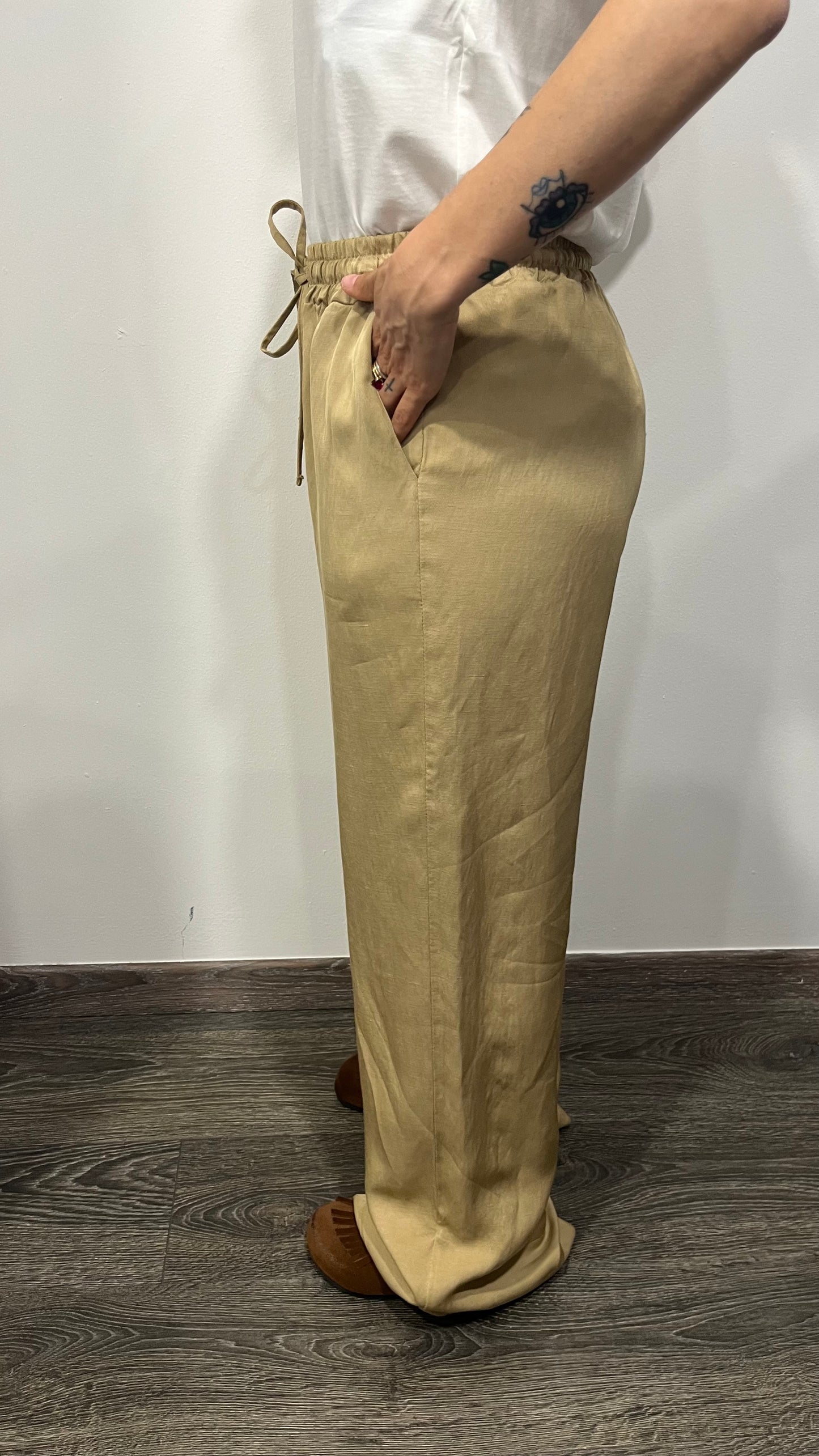 Pantalone Vicolo Beige Con Coulisse
