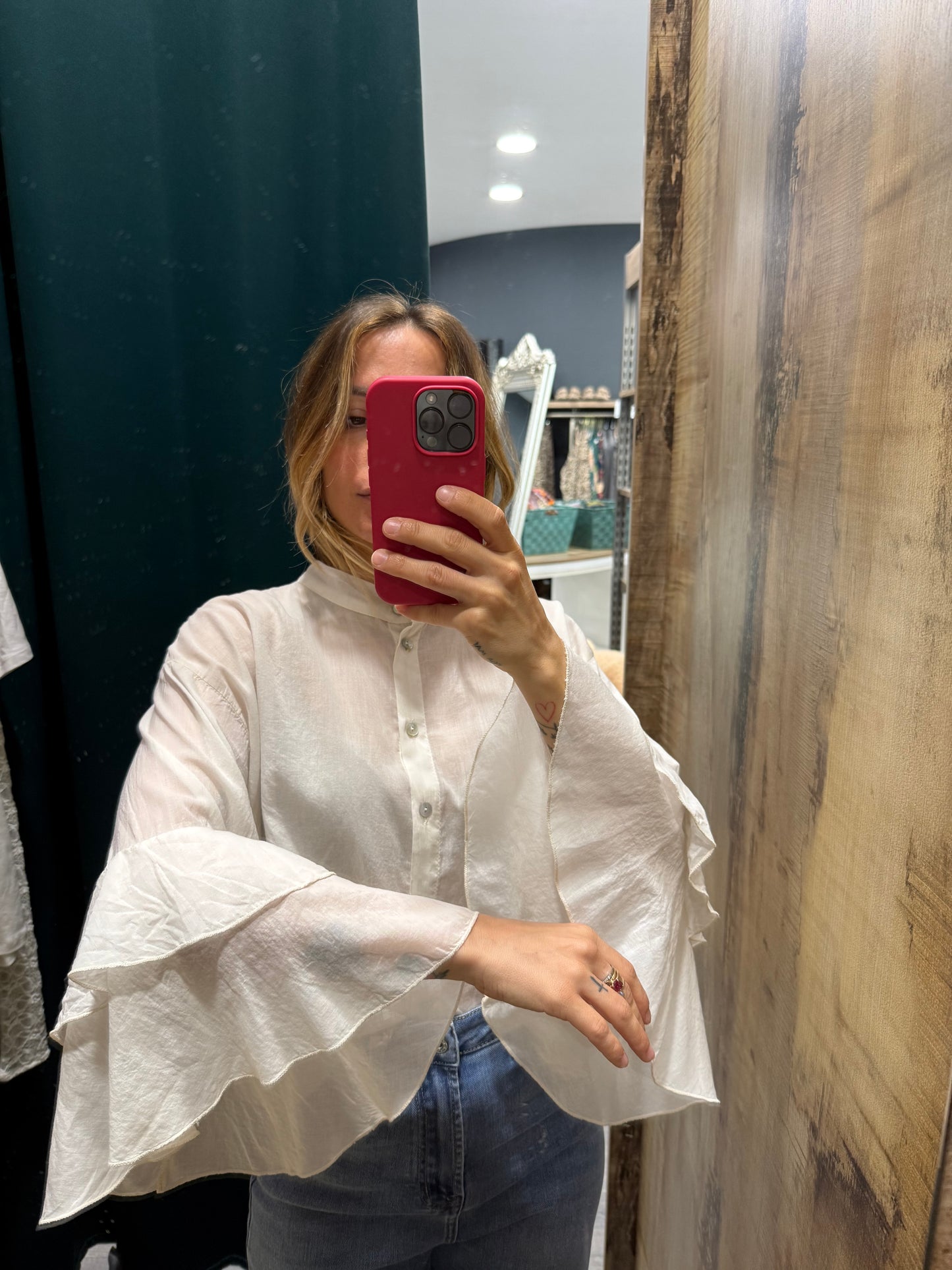 Camicia Leggera Maniche Rouches