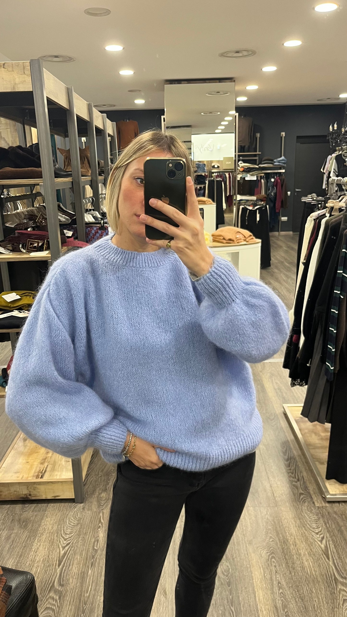 Maglione Lila Manica Sbuffo