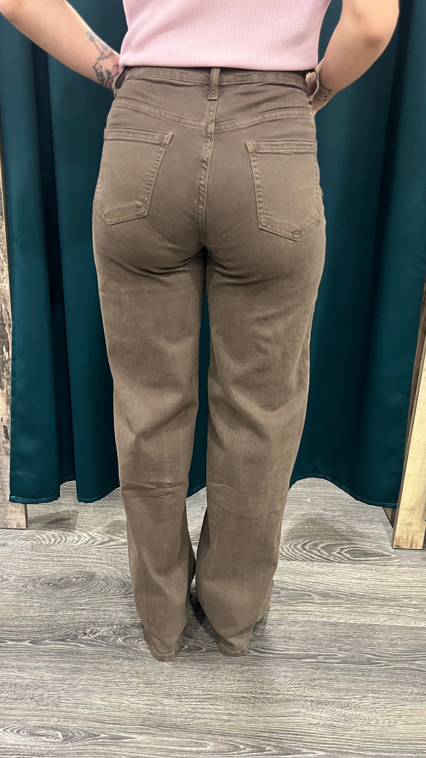 Pantalone Marrone Vita Alta