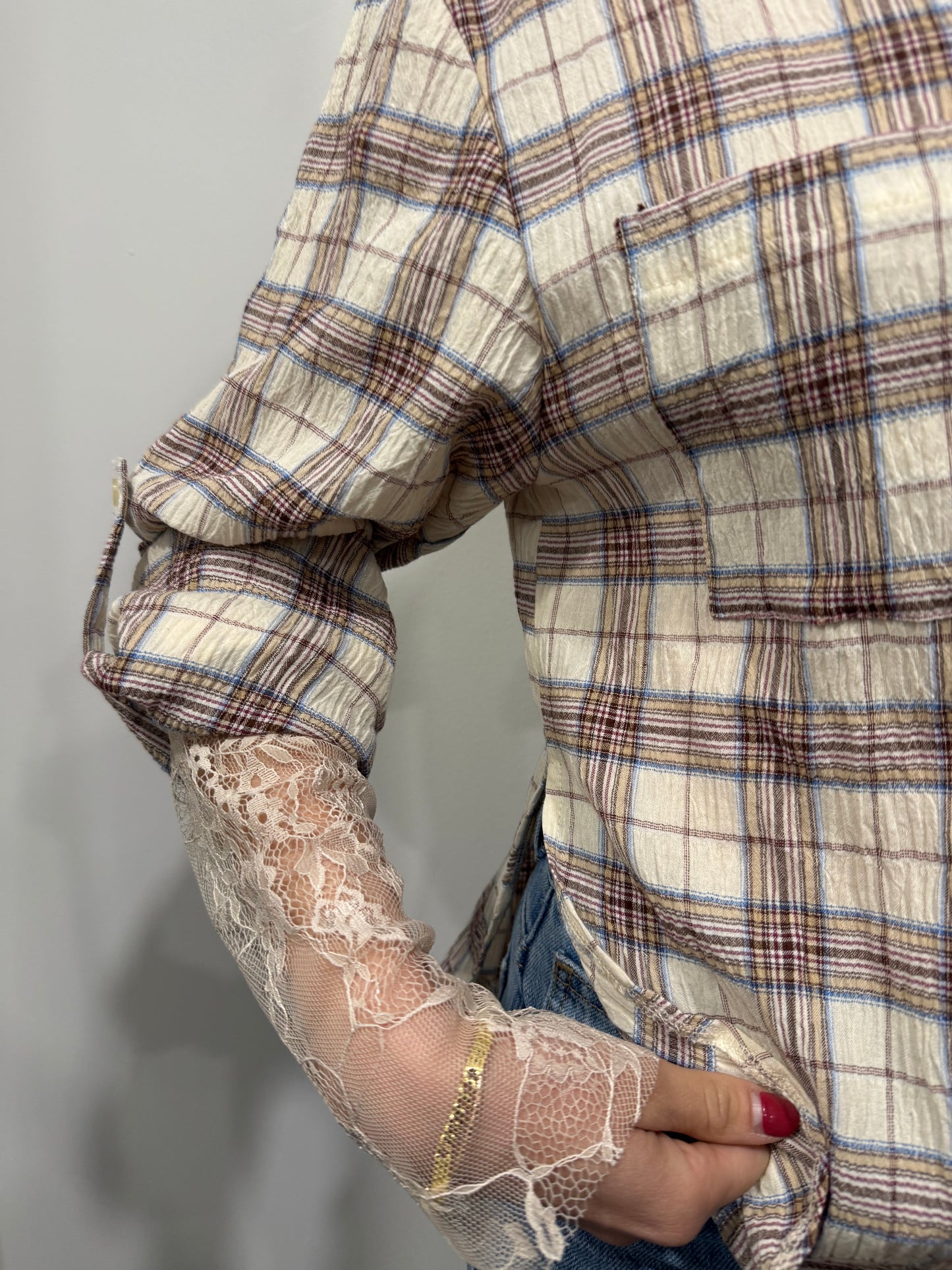 Camicia Country Kontatto con Maniche Pizzo