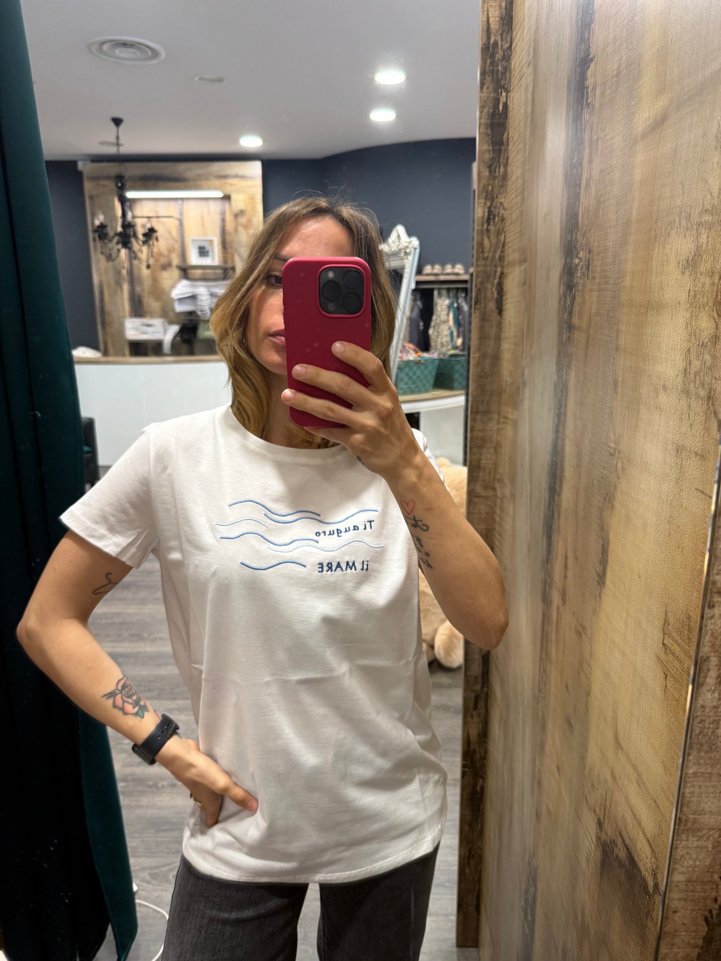 T-shirt Vicolo scritta Ricamo “ti auguro il mare”