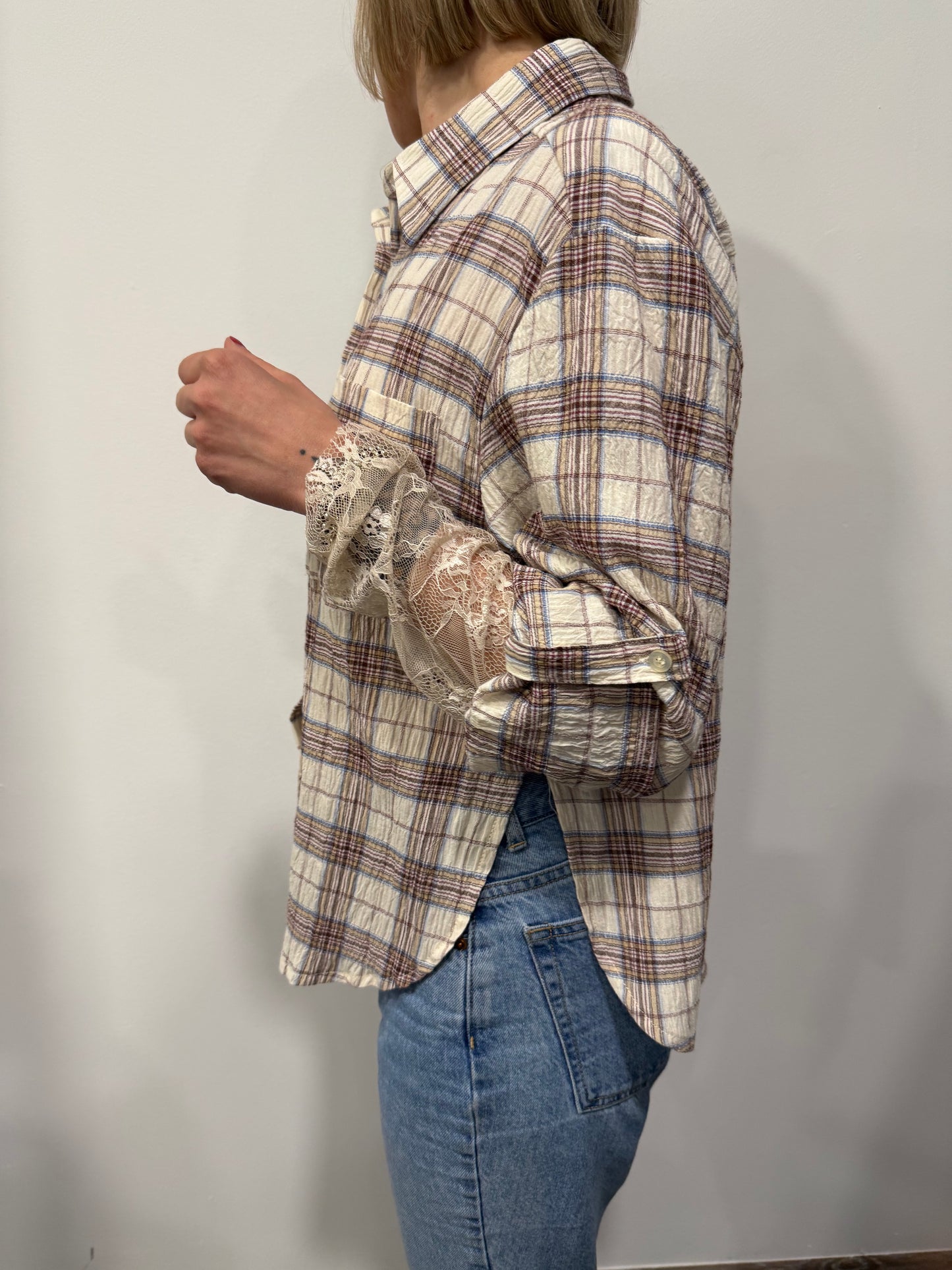 Camicia Country Kontatto con Maniche Pizzo