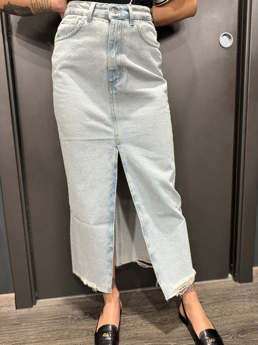 Longuette In Jeans Kontatto Con Spacco