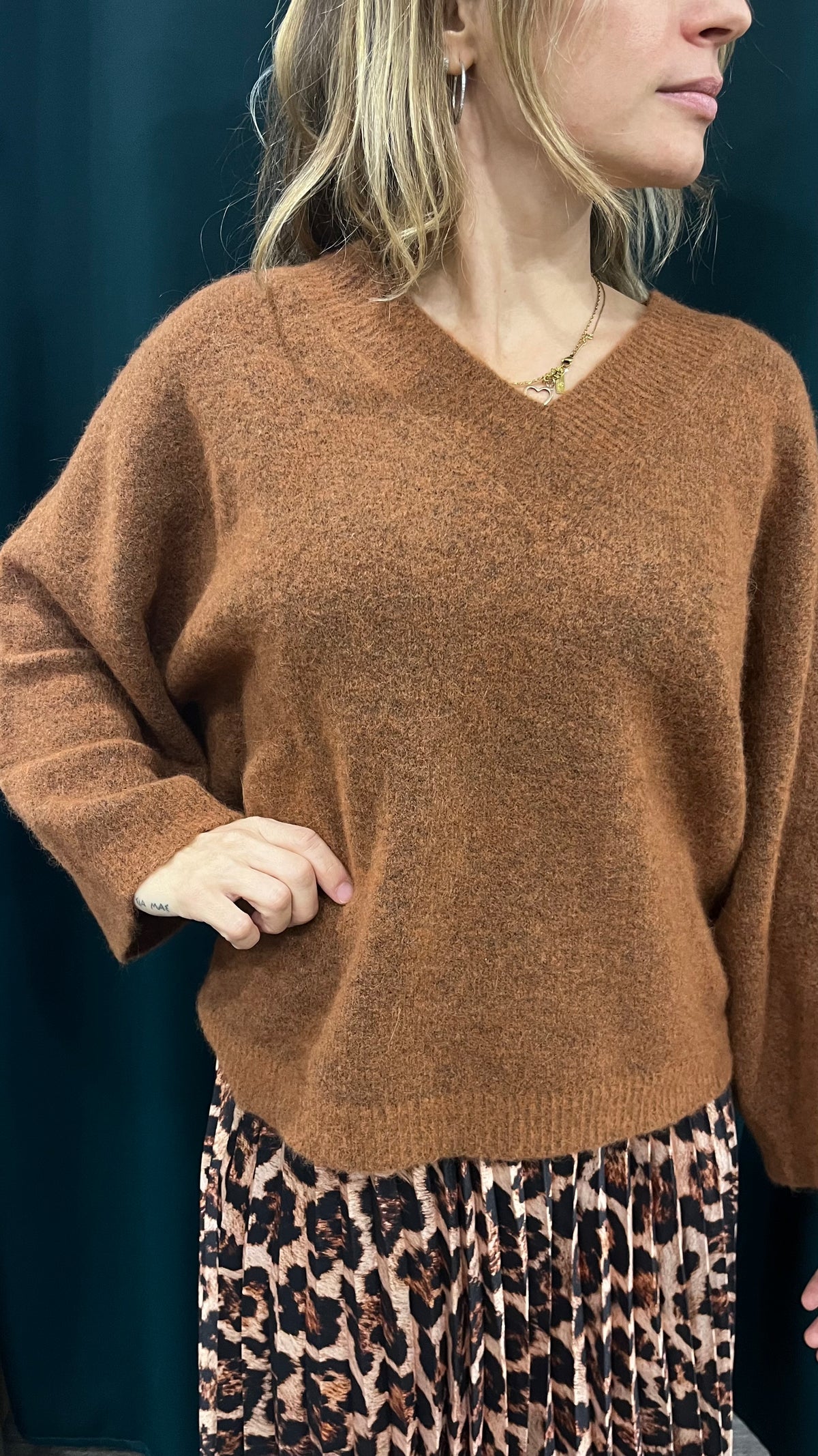 Maglione Duda Alpaca Lana Mattone