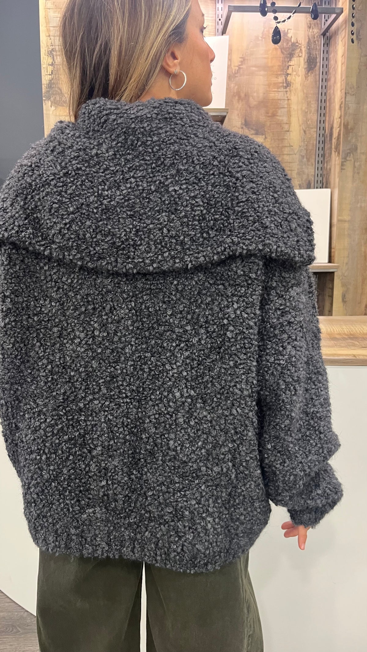 Cappotto Bouclè Bomber Kontatto Grigio