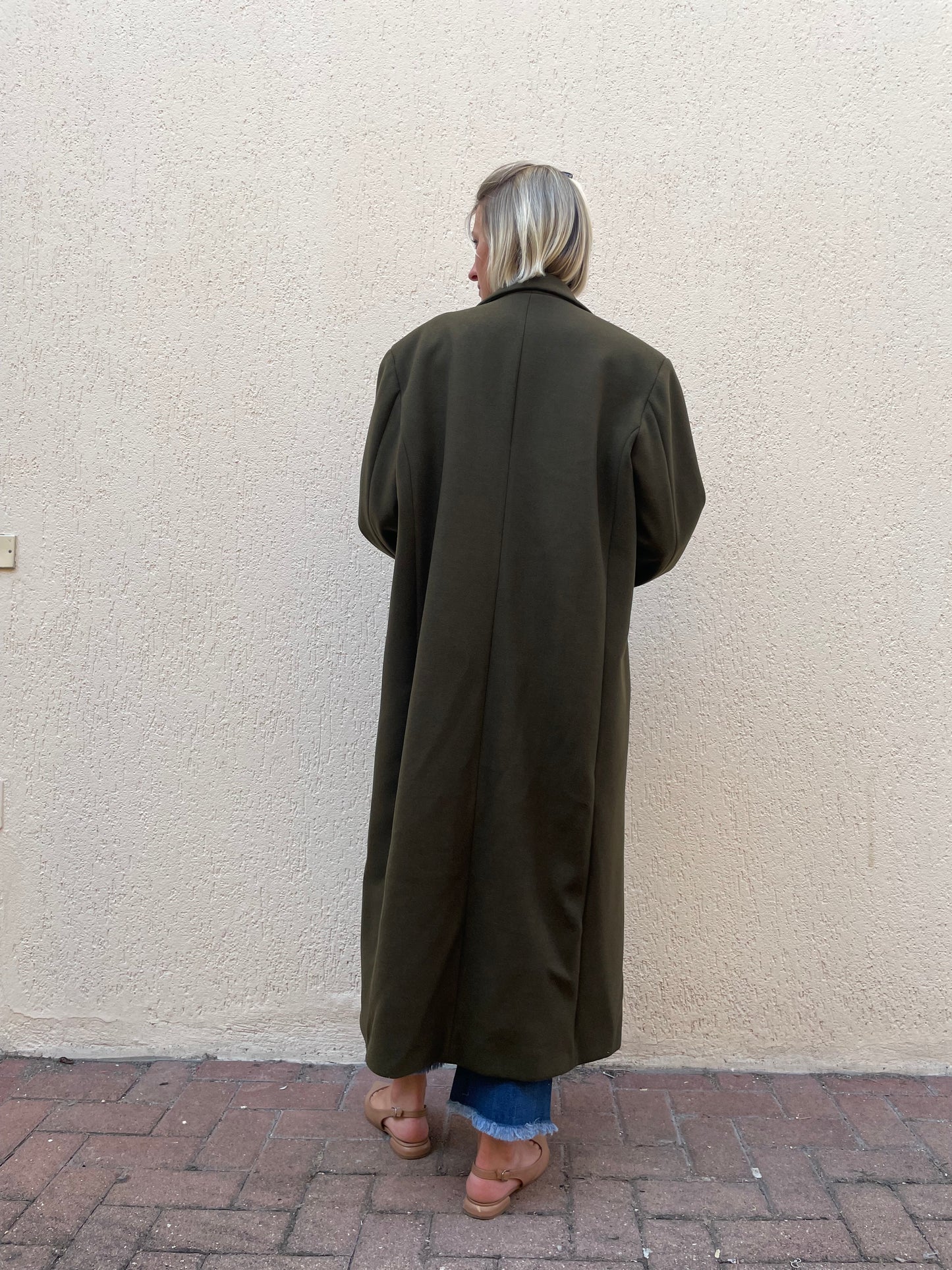 Cappotto Kontatto Oversize Verde Militare Lungo Senza Chiusure