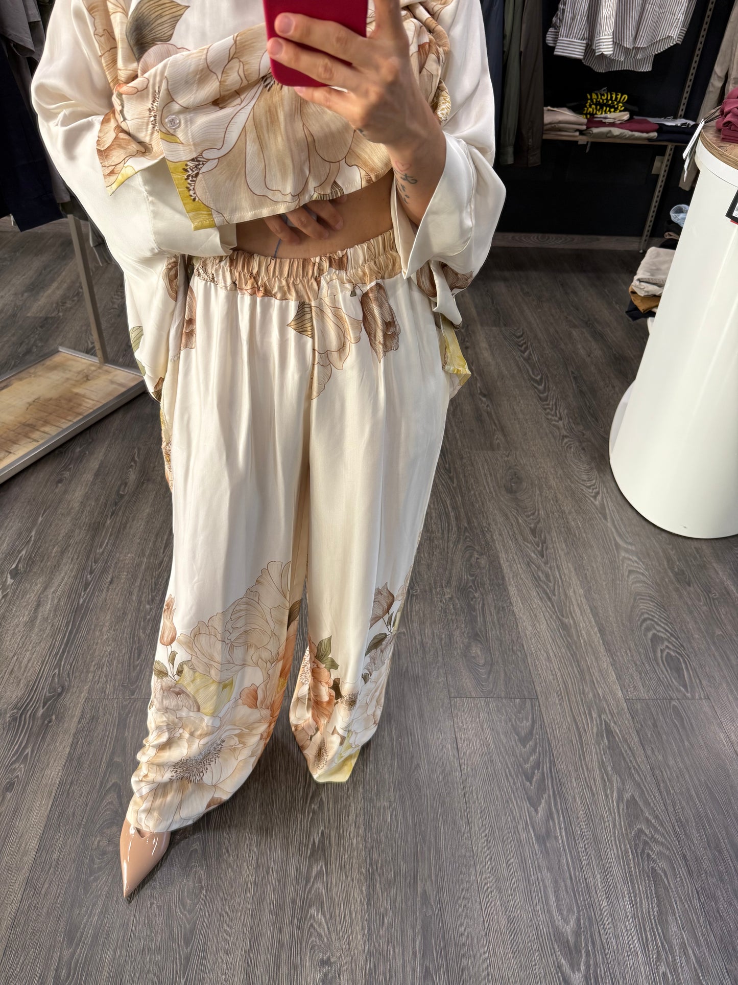 Pantalone Kontatto in Viscosa Fiori