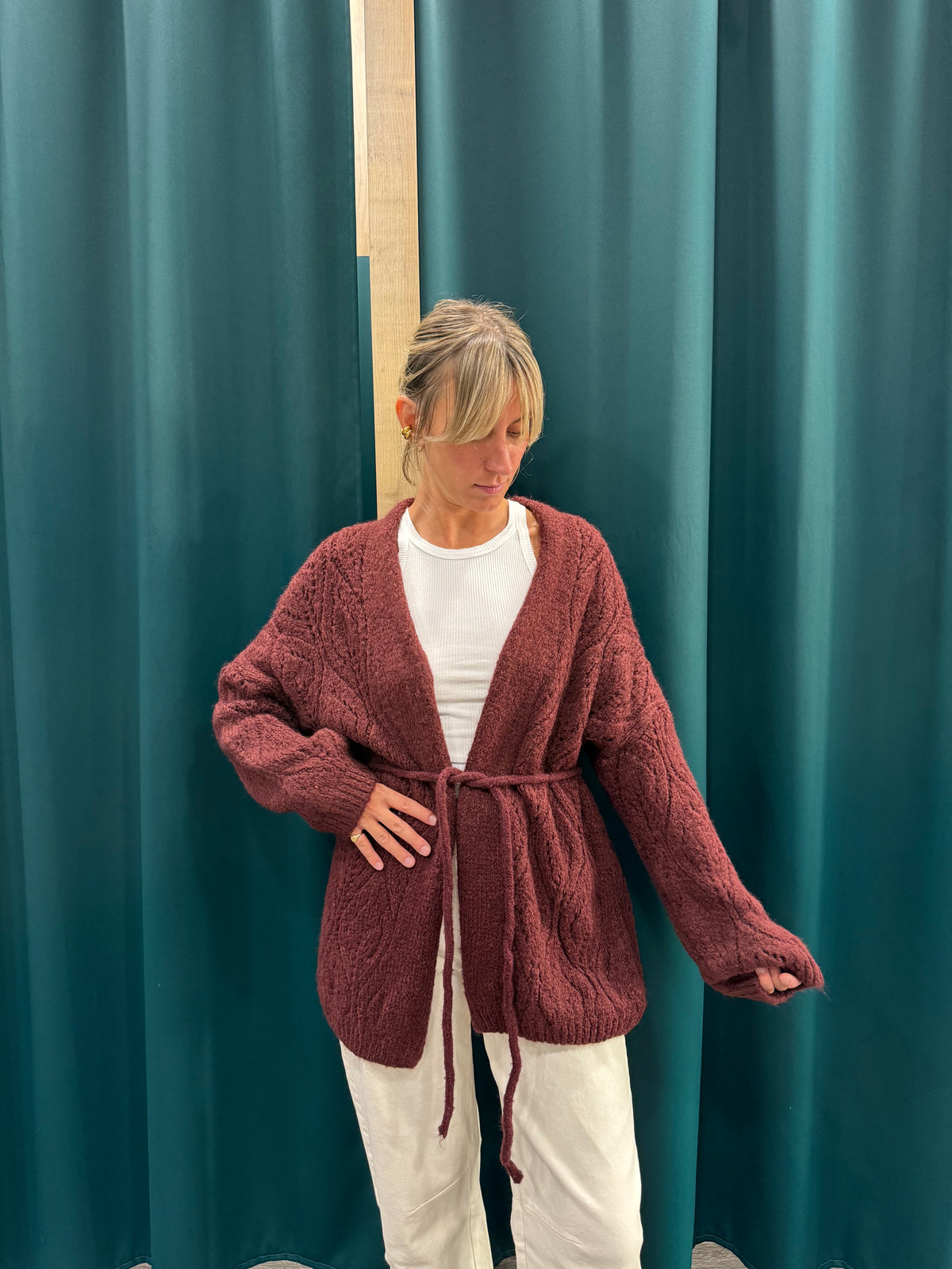Cardigan Traforato Bordeaux