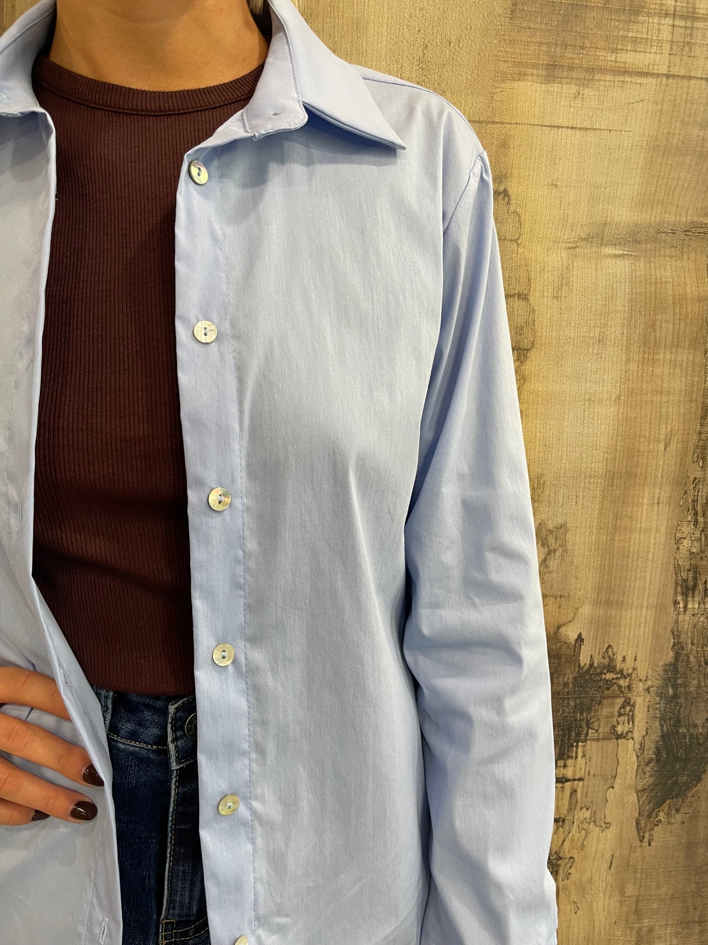 Camicia In Cotone Azzurra Taglia Unica