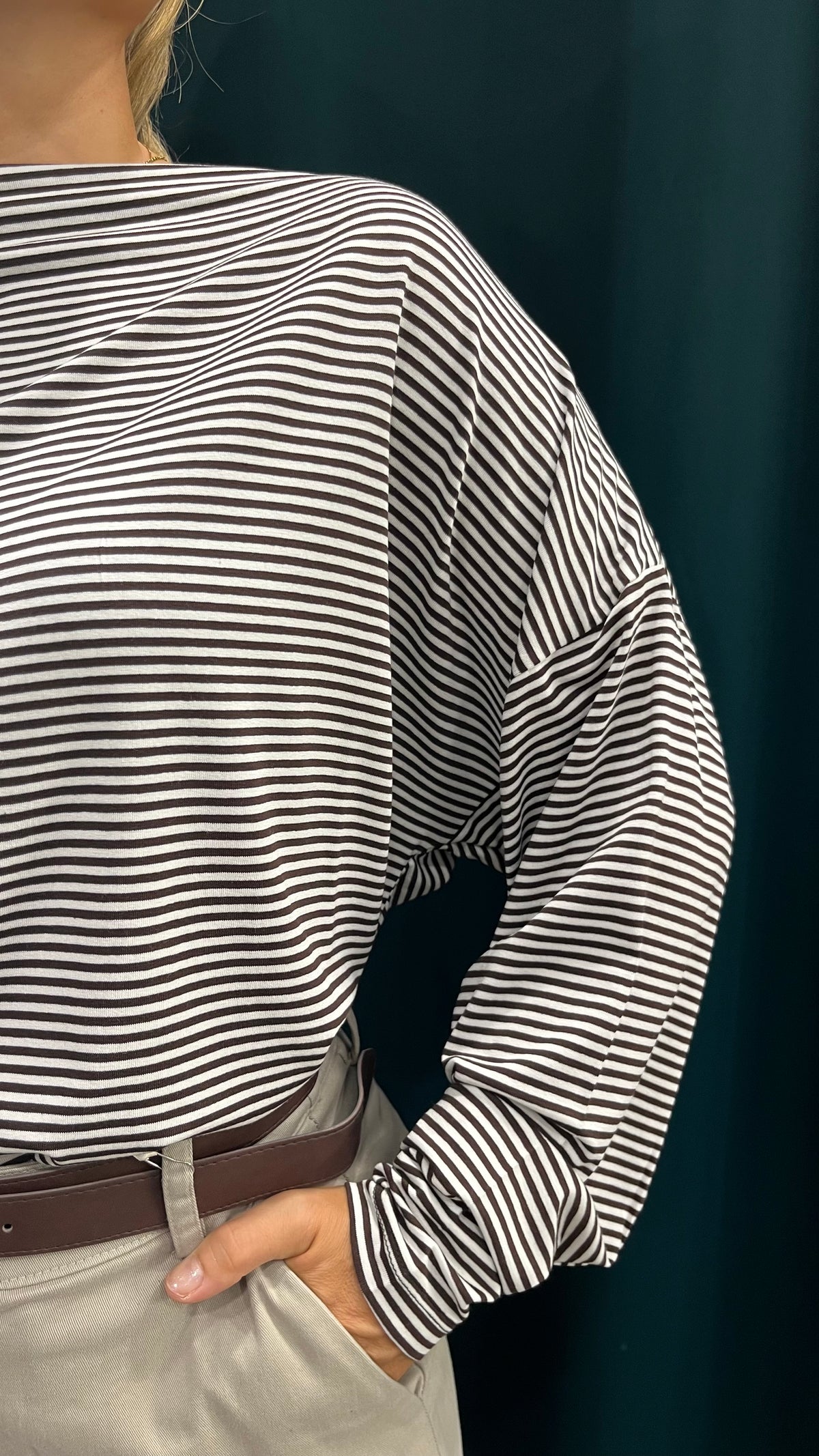 Maglia Righe Dixie Over Bianco Moro