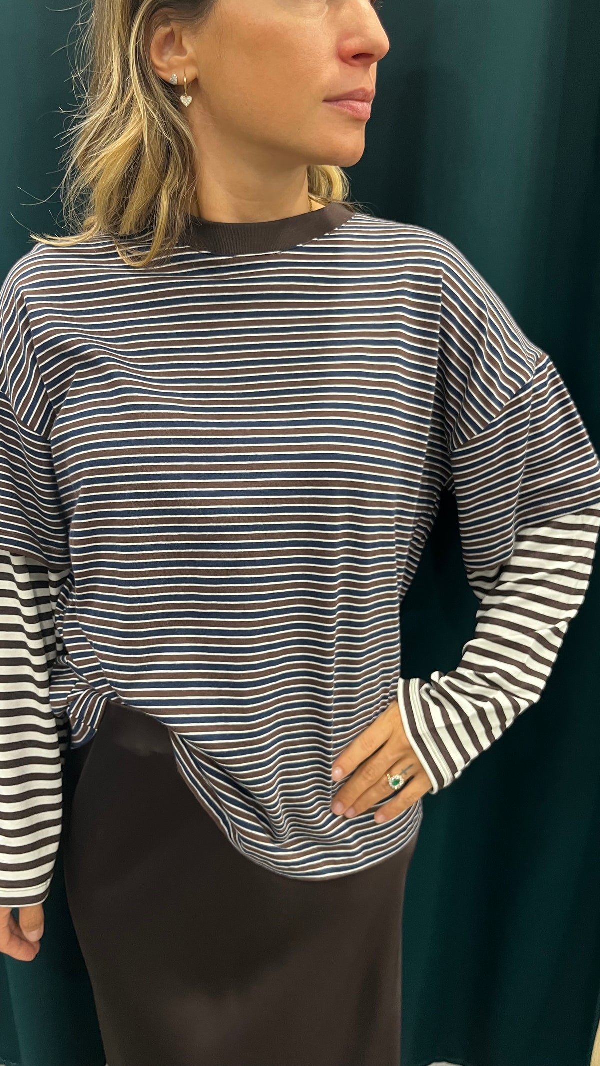 Maglia Vicolo Manica Lunga Righe Blu Moro