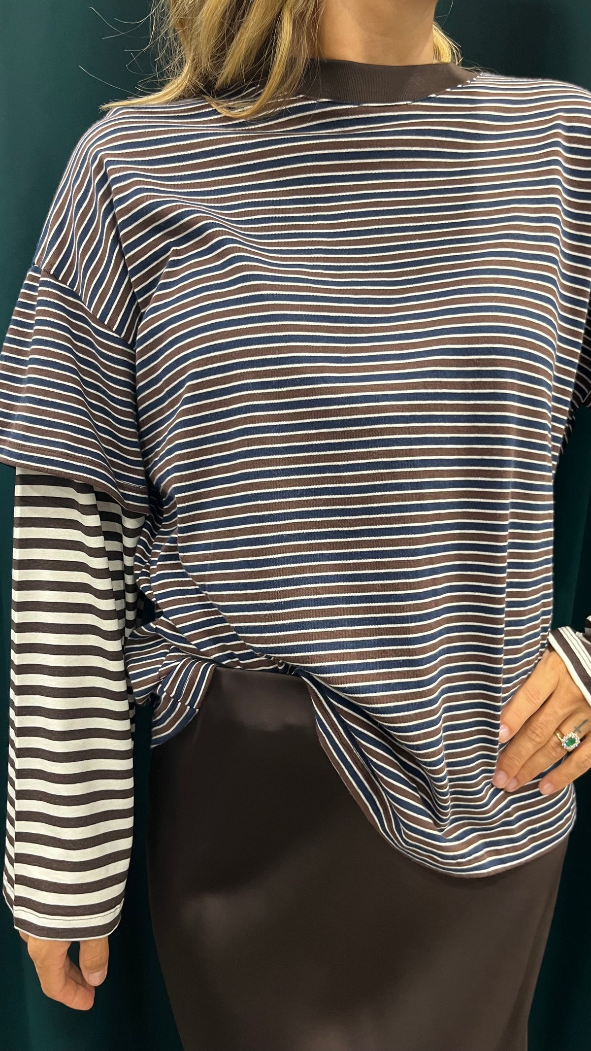 Maglia Vicolo Manica Lunga Righe Blu Moro