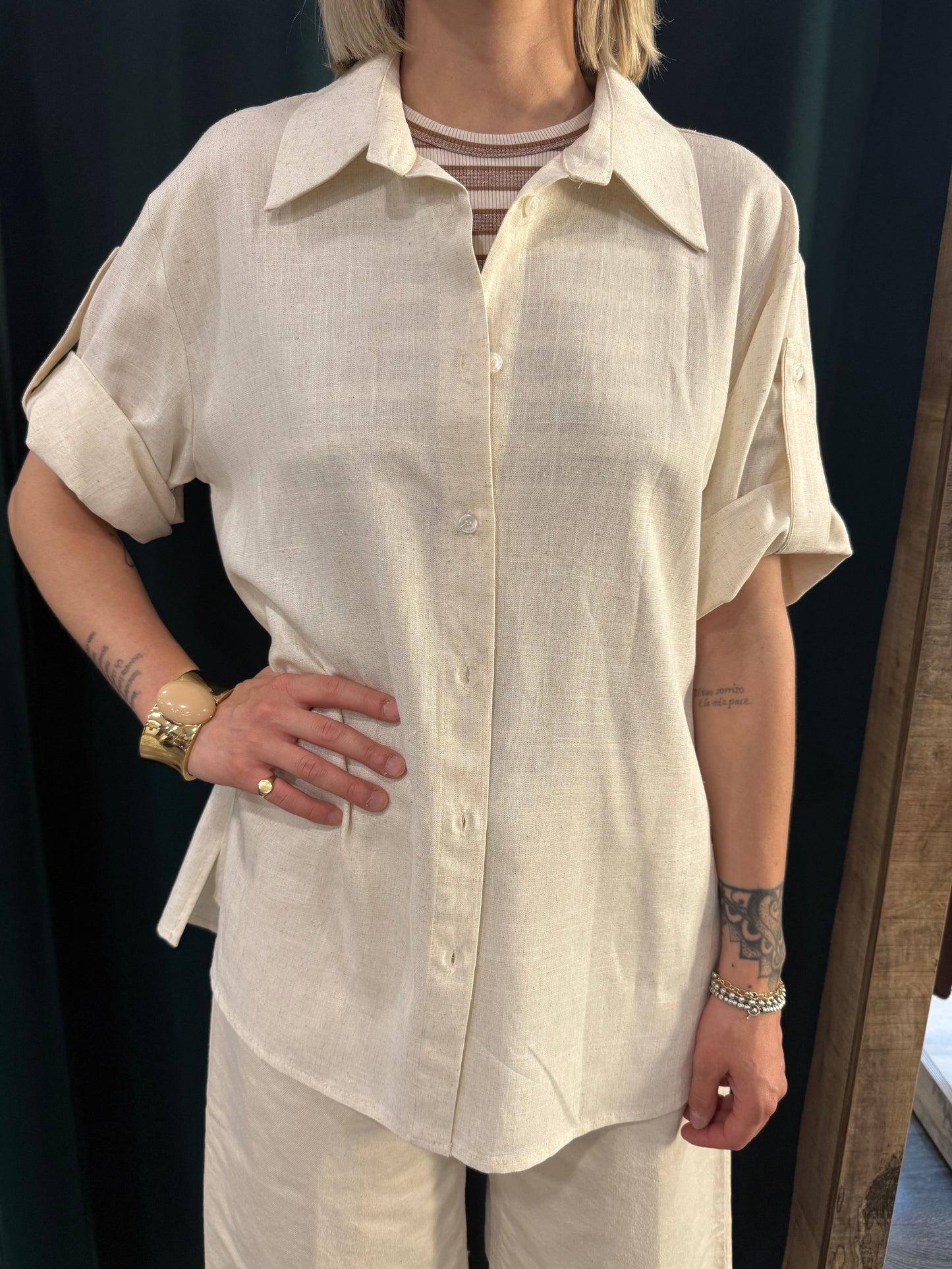 Camicia Over Viscosa Lino