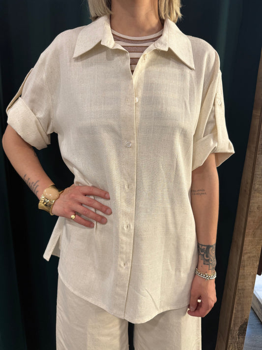 Camicia Over Viscosa Lino